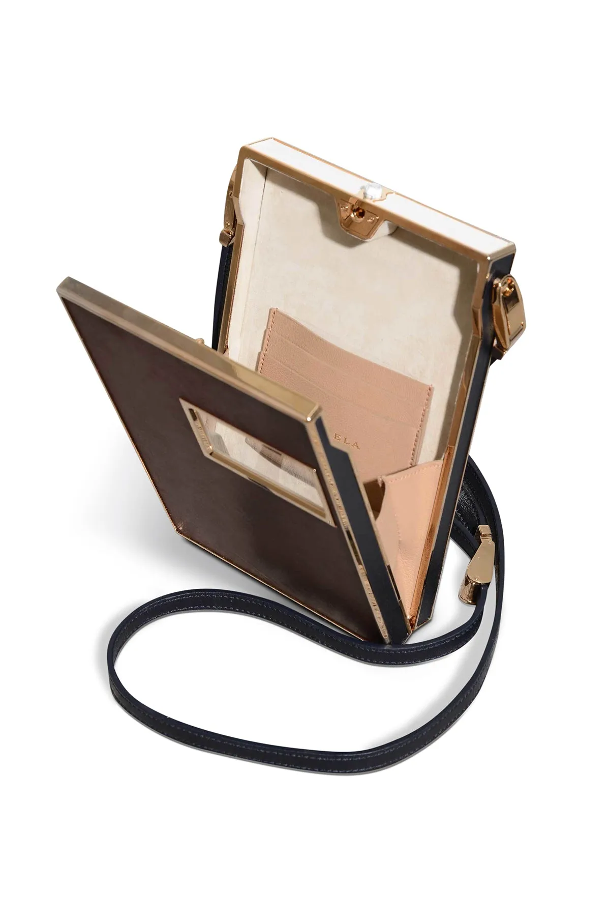 Joplin Crossbody Phone Case in Bordeaux & Navy Nappa Leather sold by Gabriela Hearst product image thumbnail 2
