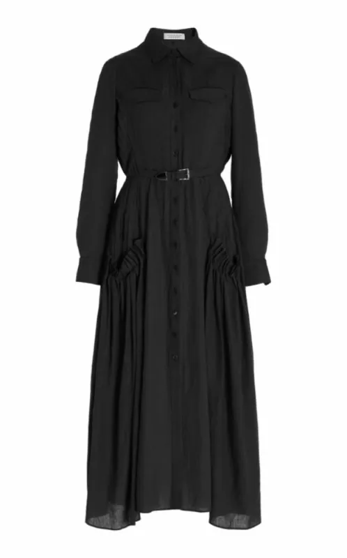 Joe Dress in Charcoal Aloe Linen sold by Gabriela Hearst