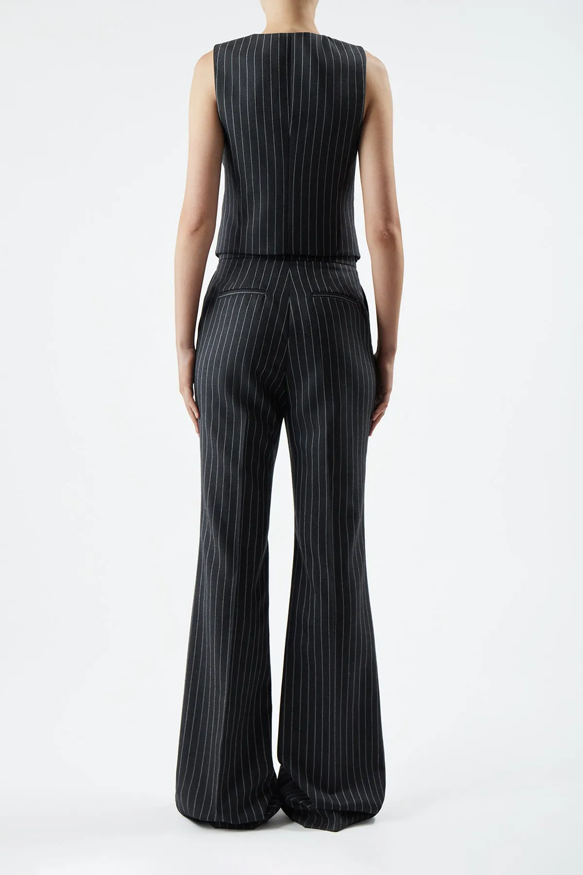 Jones Pant in Grey Pinstripe Wool sold by Gabriela Hearst product image thumbnail 4