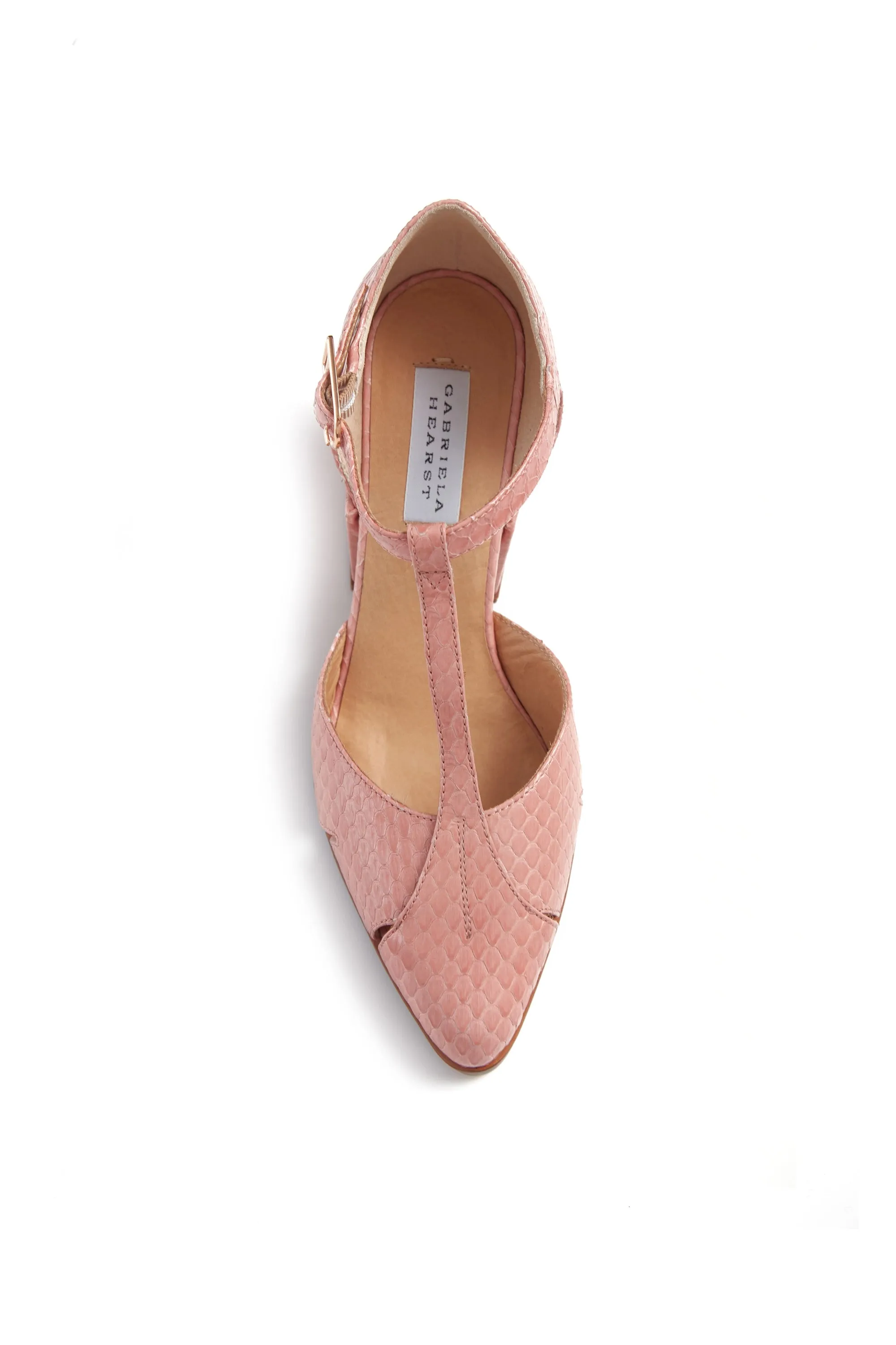 Hawes T-Strap Heel in Light Pink Snakeskin sold by Gabriela Hearst product image thumbnail 4