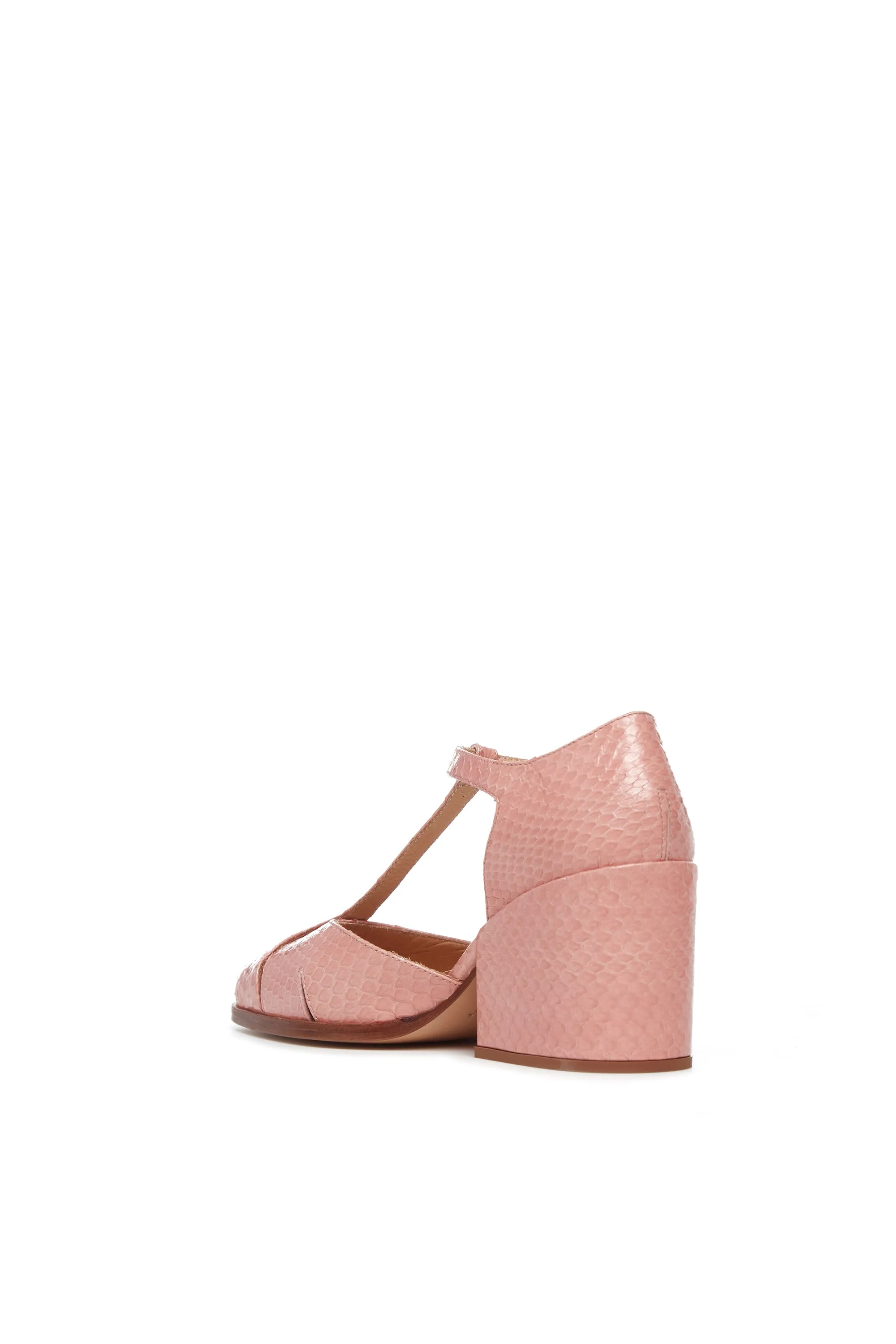 Hawes T-Strap Heel in Light Pink Snakeskin sold by Gabriela Hearst product image thumbnail 3