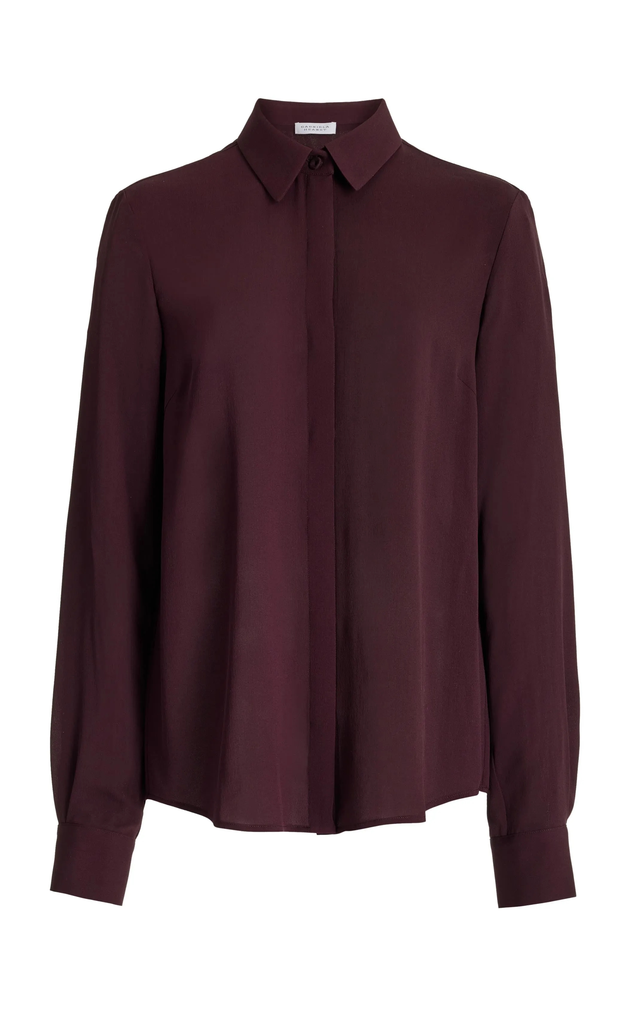 Henri Blouse in Deep Bordeaux Silk Georgette Twill sold by Gabriela Hearst
