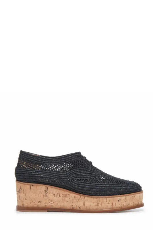 Harold Platform Brogue in Black Raffia sold by Gabriela Hearst