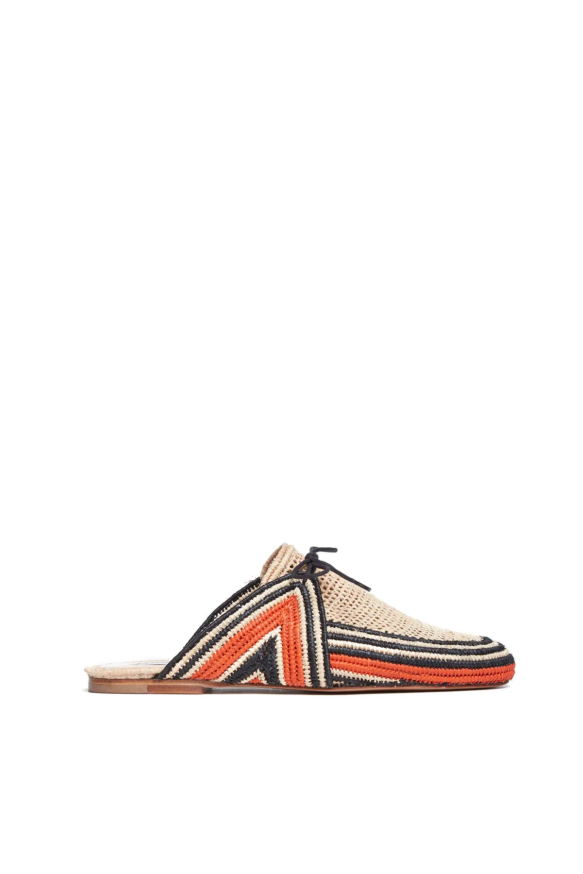 Harriet Flat Mule in Tonic Orange Raffia sold by Gabriela Hearst