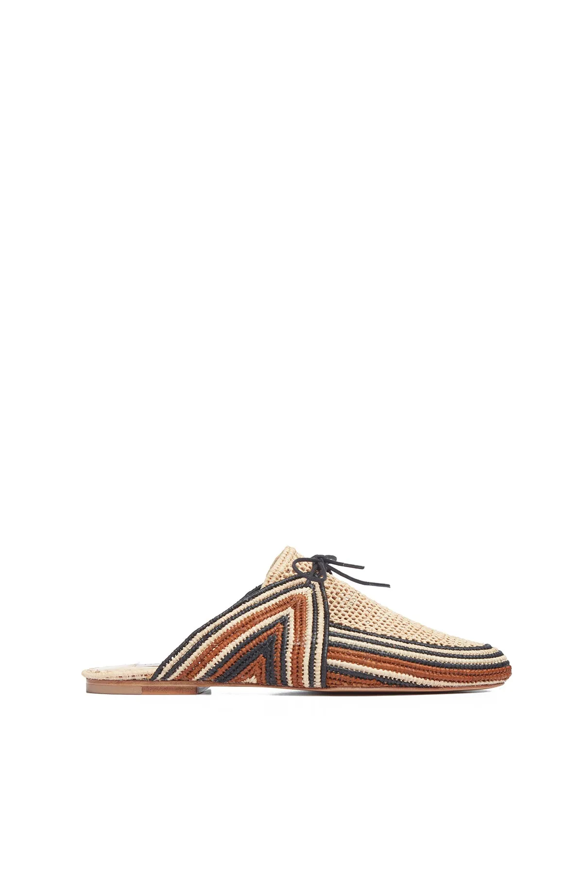 Harriet Flat Mule in Brown Multi Raffia sold by Gabriela Hearst