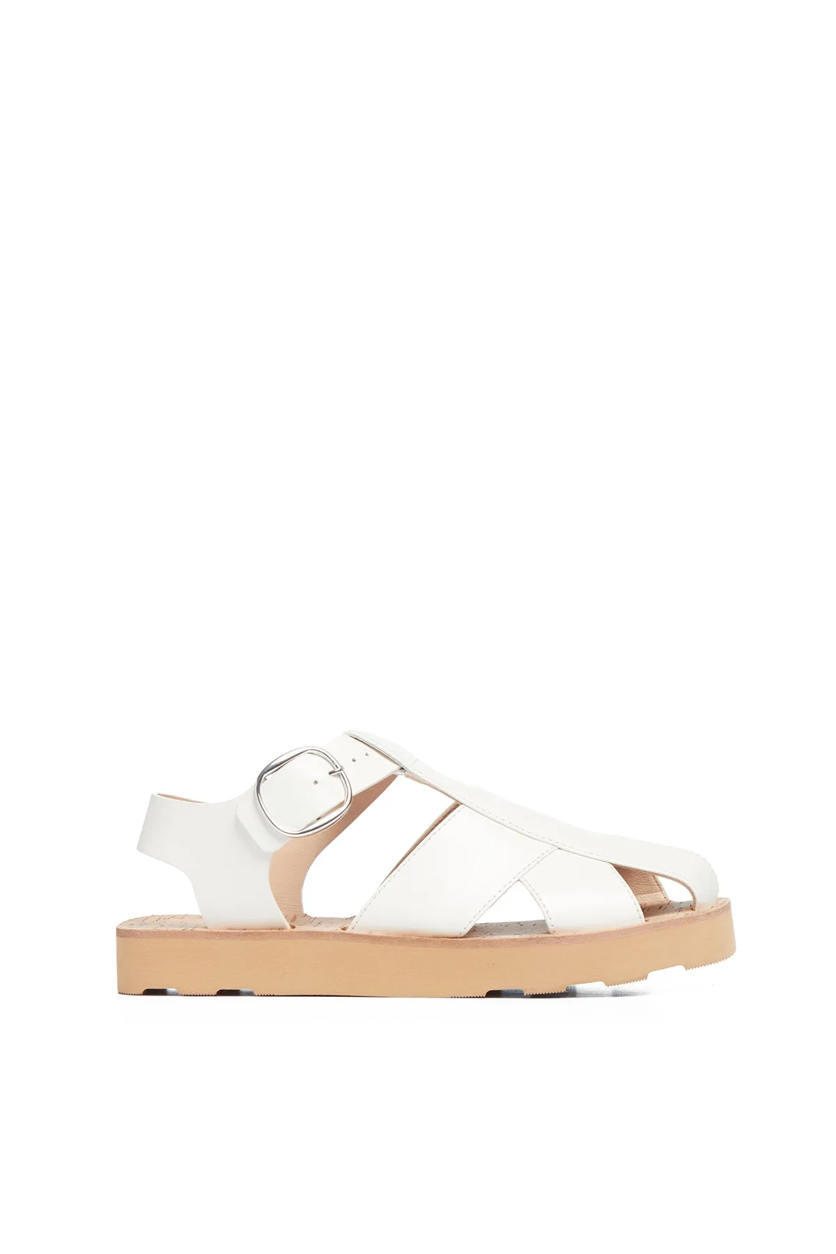 Horatio Flat Sandal in Cream Leather sold by Gabriela Hearst