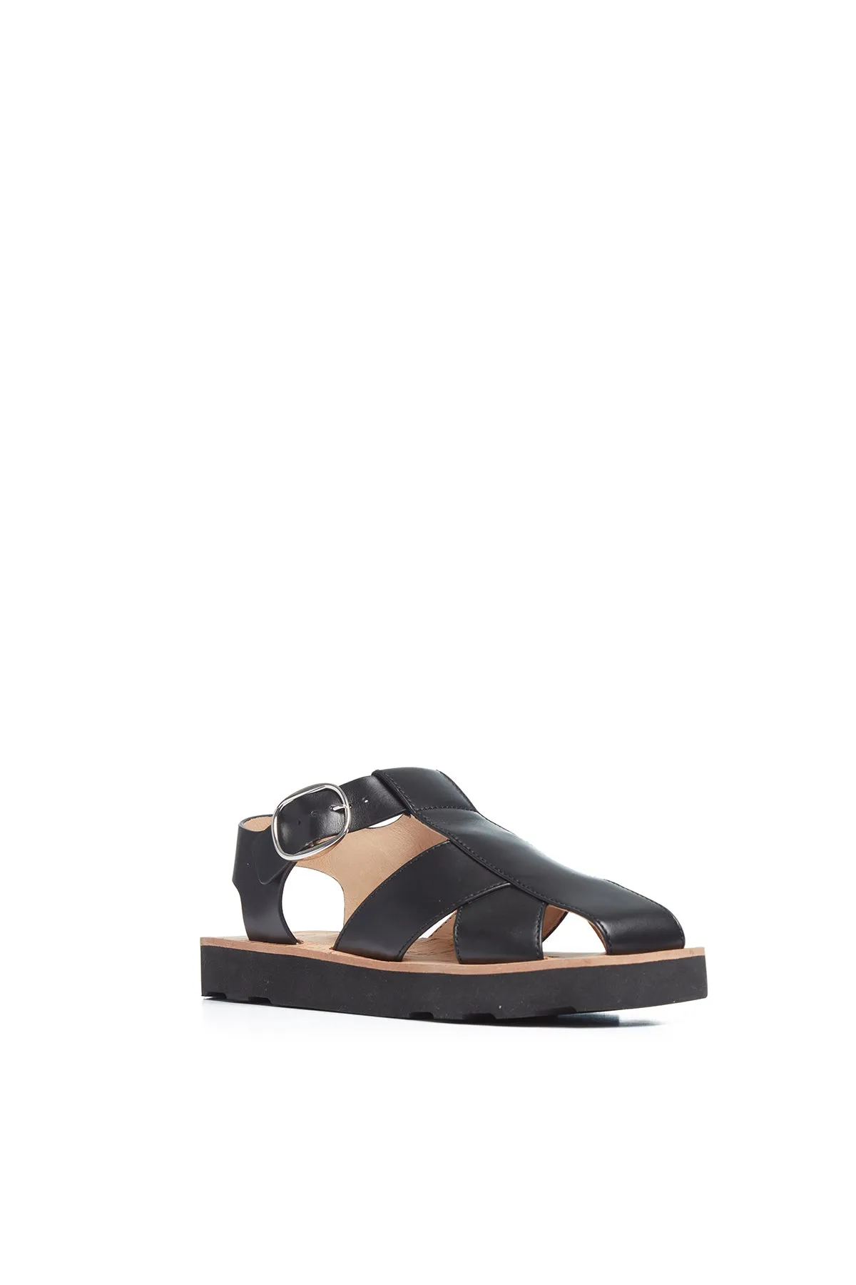 Horatio Flat Sandal in Black Leather sold by Gabriela Hearst product image thumbnail 2