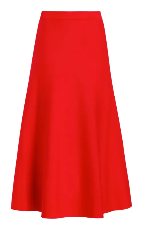 Freddie Knit Midi Skirt in Red Topaz Merino Wool Cashmere sold by Gabriela Hearst