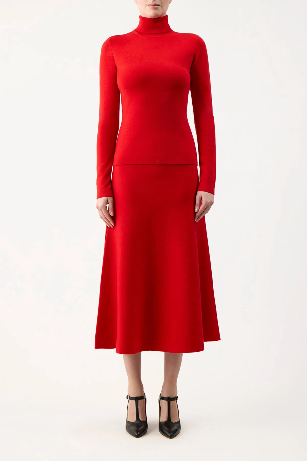 Freddie Knit Midi Skirt in Red Topaz Merino Wool Cashmere sold by Gabriela Hearst product image thumbnail 2