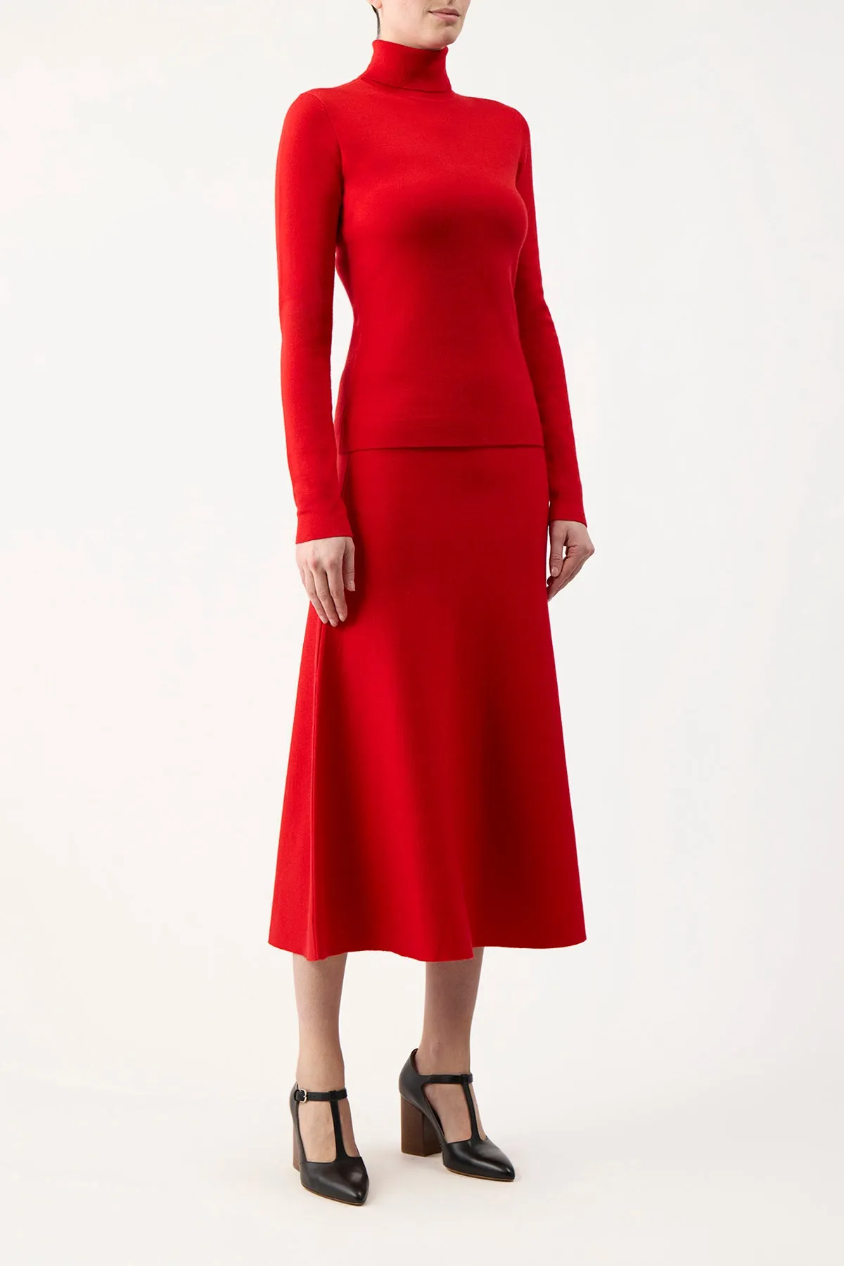 Freddie Knit Midi Skirt in Red Topaz Merino Wool Cashmere sold by Gabriela Hearst product image thumbnail 3