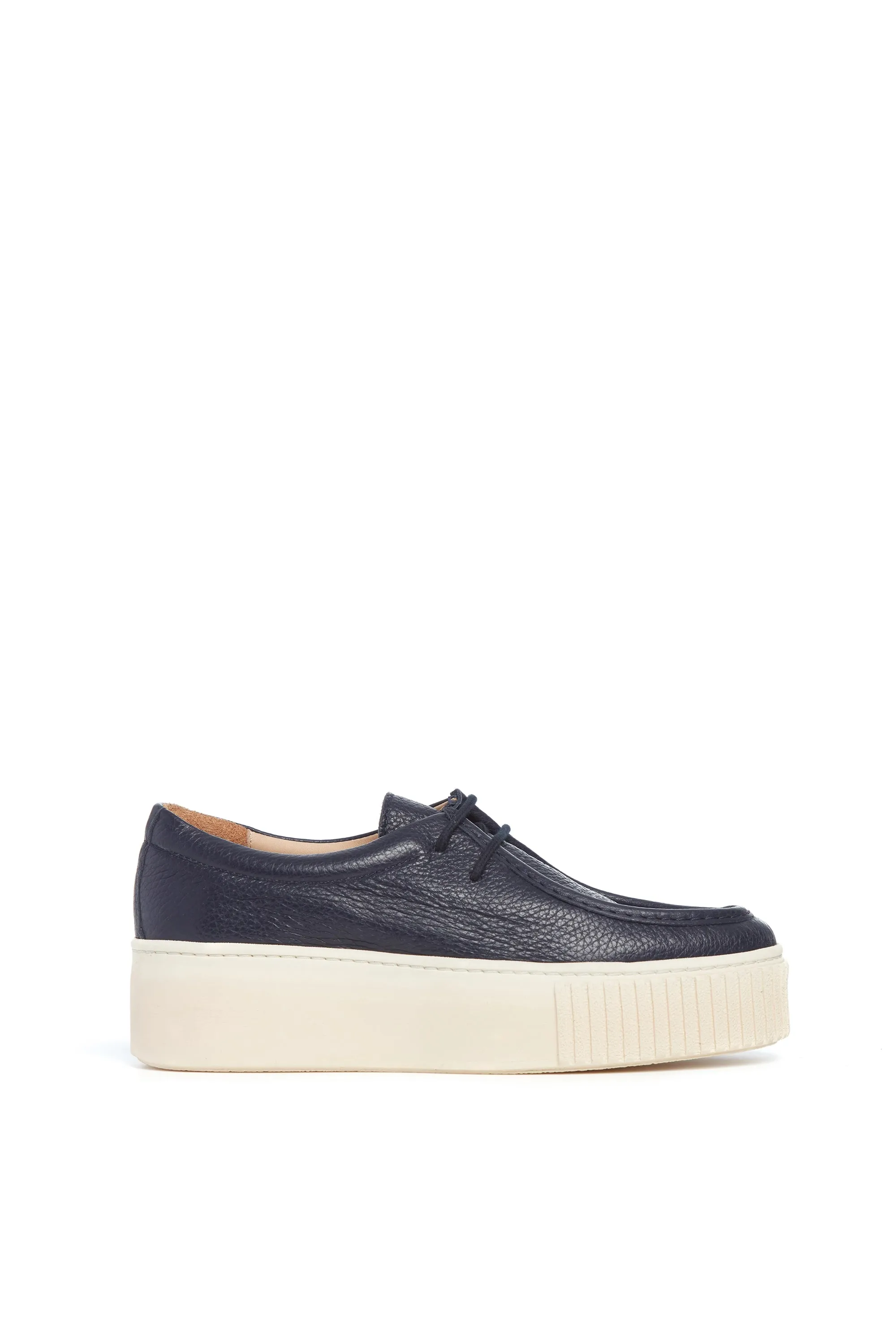 Fontaina Platform Sneaker in Dark Navy Textured Leather sold by Gabriela Hearst