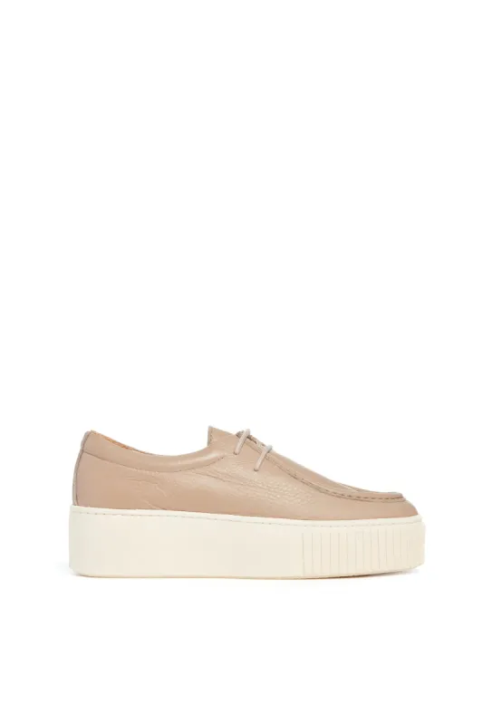 Fontaina Platform Sneaker in Dark Camel Textured Leather made by Gabriela Hearst