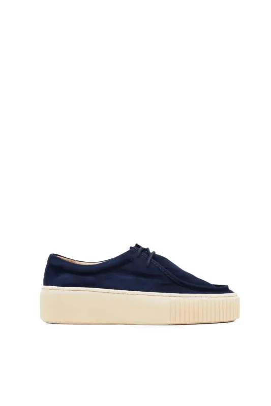 Fontaina Platform Sneaker in Navy Suede made by Gabriela Hearst
