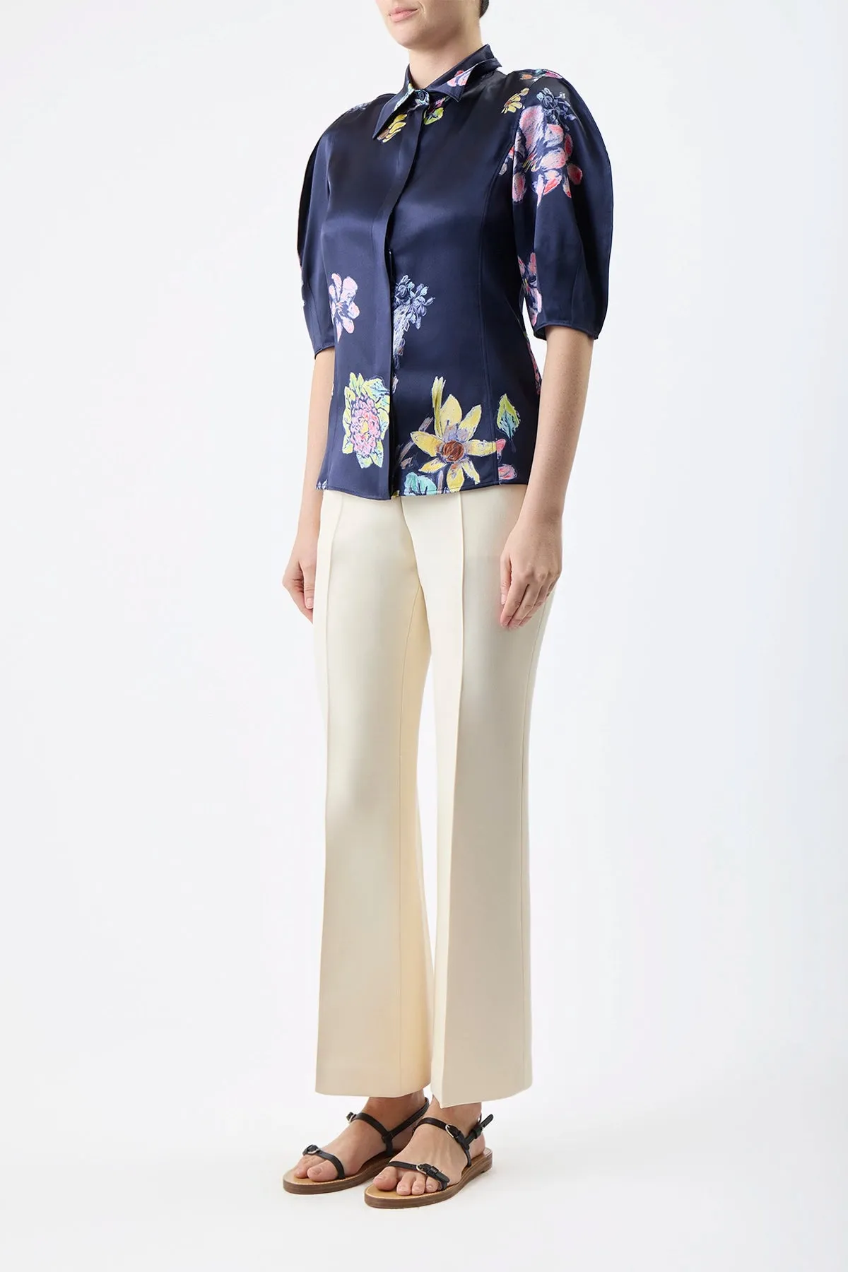 Gabriel Pant in Ivory Wool Silk Cady sold by Gabriela Hearst product image thumbnail 3