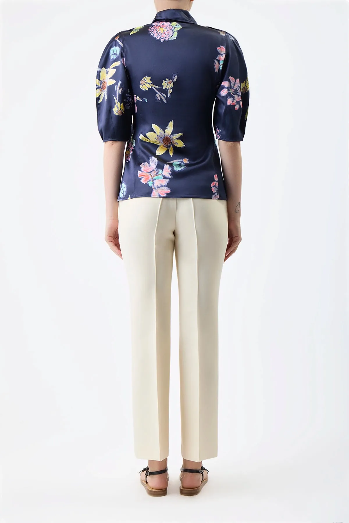 Gabriel Pant in Ivory Wool Silk Cady sold by Gabriela Hearst product image thumbnail 4