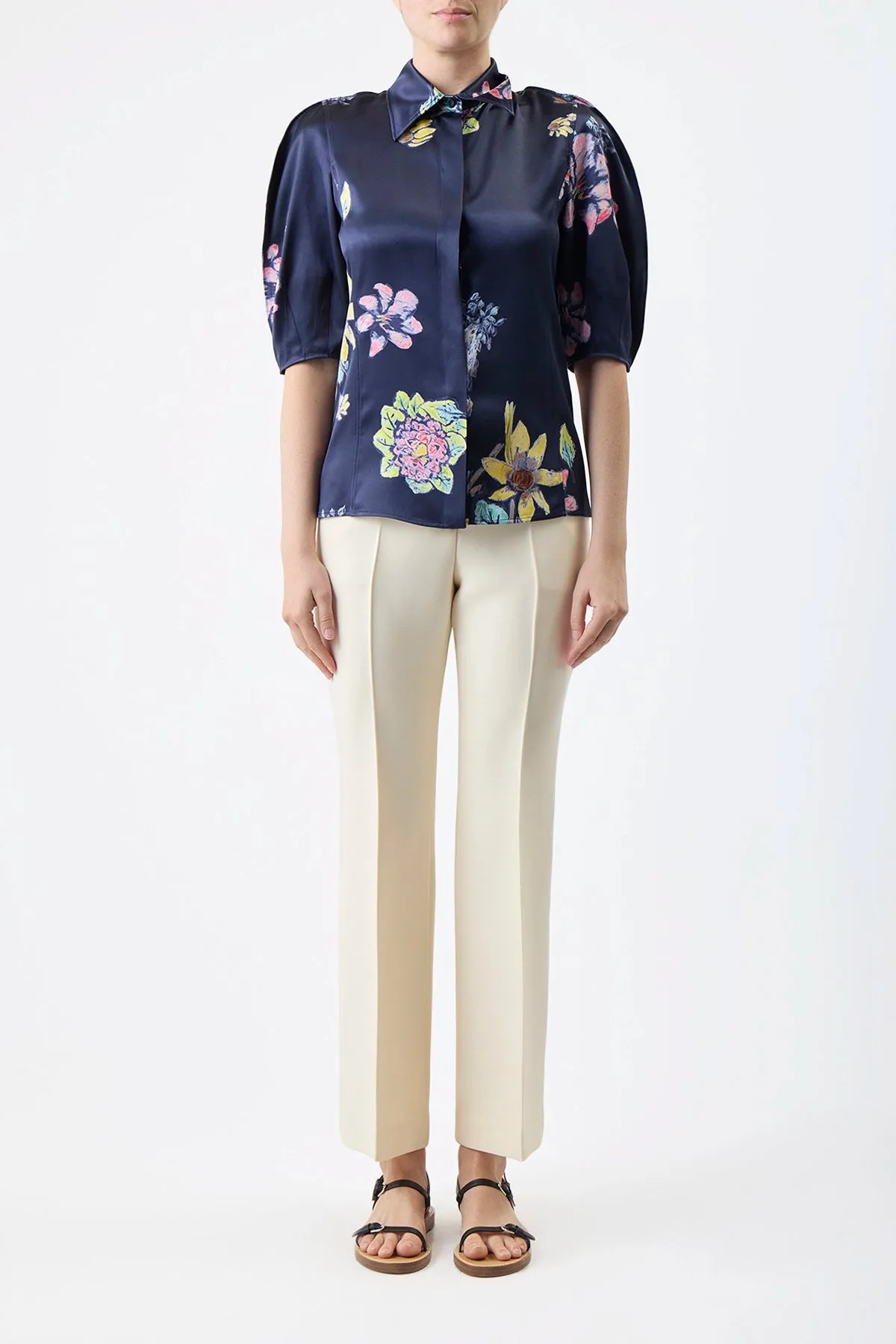 Gabriel Pant in Ivory Wool Silk Cady sold by Gabriela Hearst product image thumbnail 2