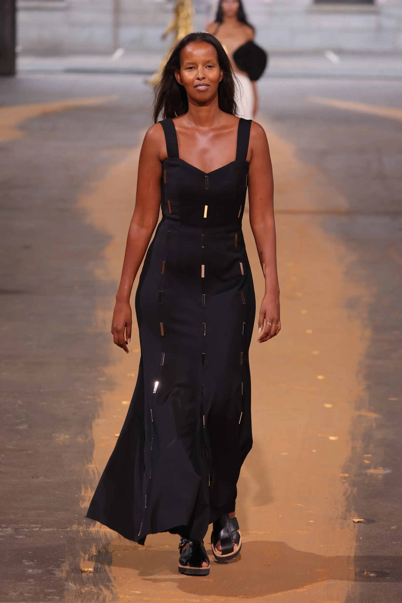 Gail Dress in Black Sportswear Wool with Gold Bars sold by Gabriela Hearst product image thumbnail 2