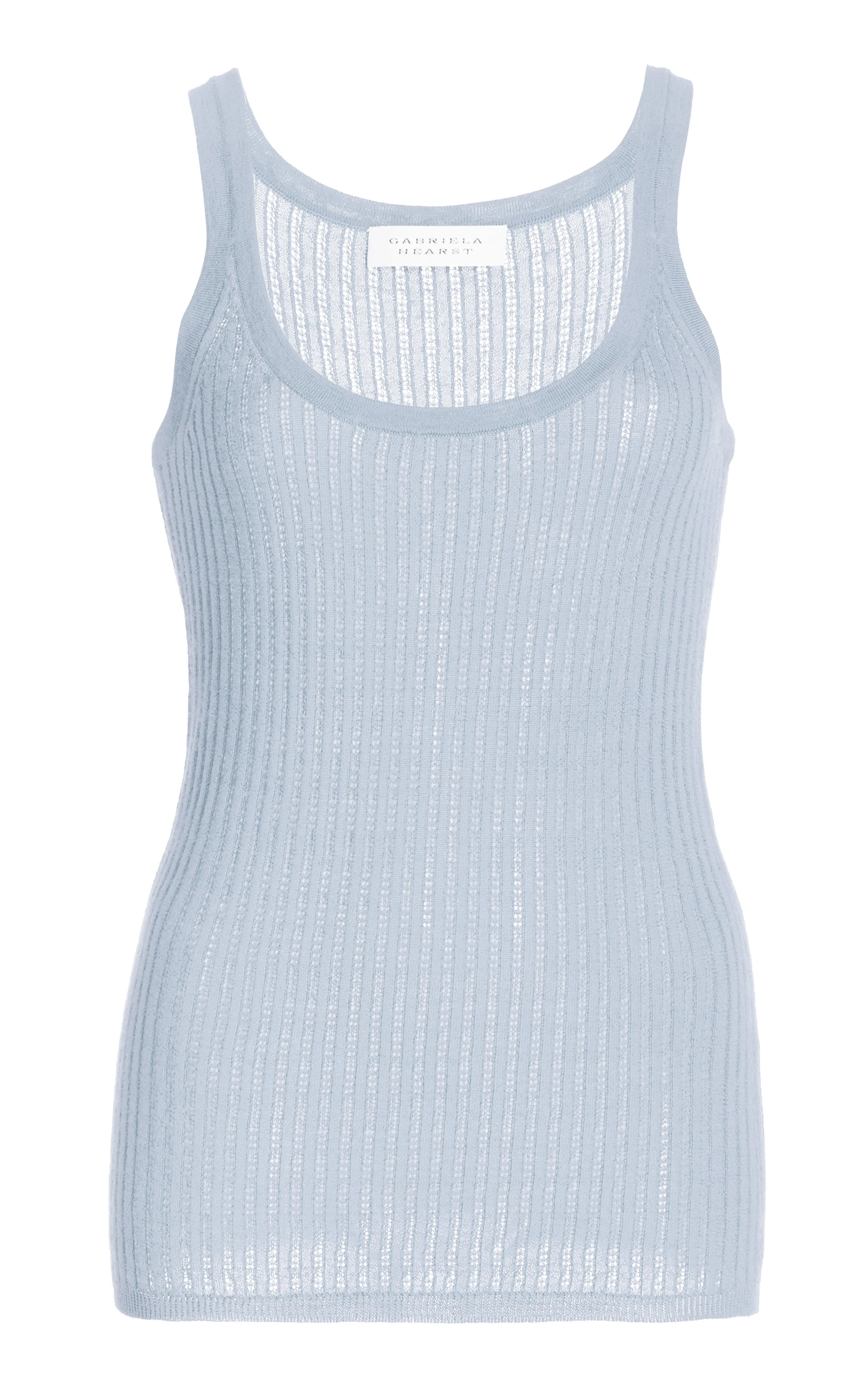 Graham Pointelle Knit Tank Top in Halogen Blue Cashmere Silk sold by Gabriela Hearst