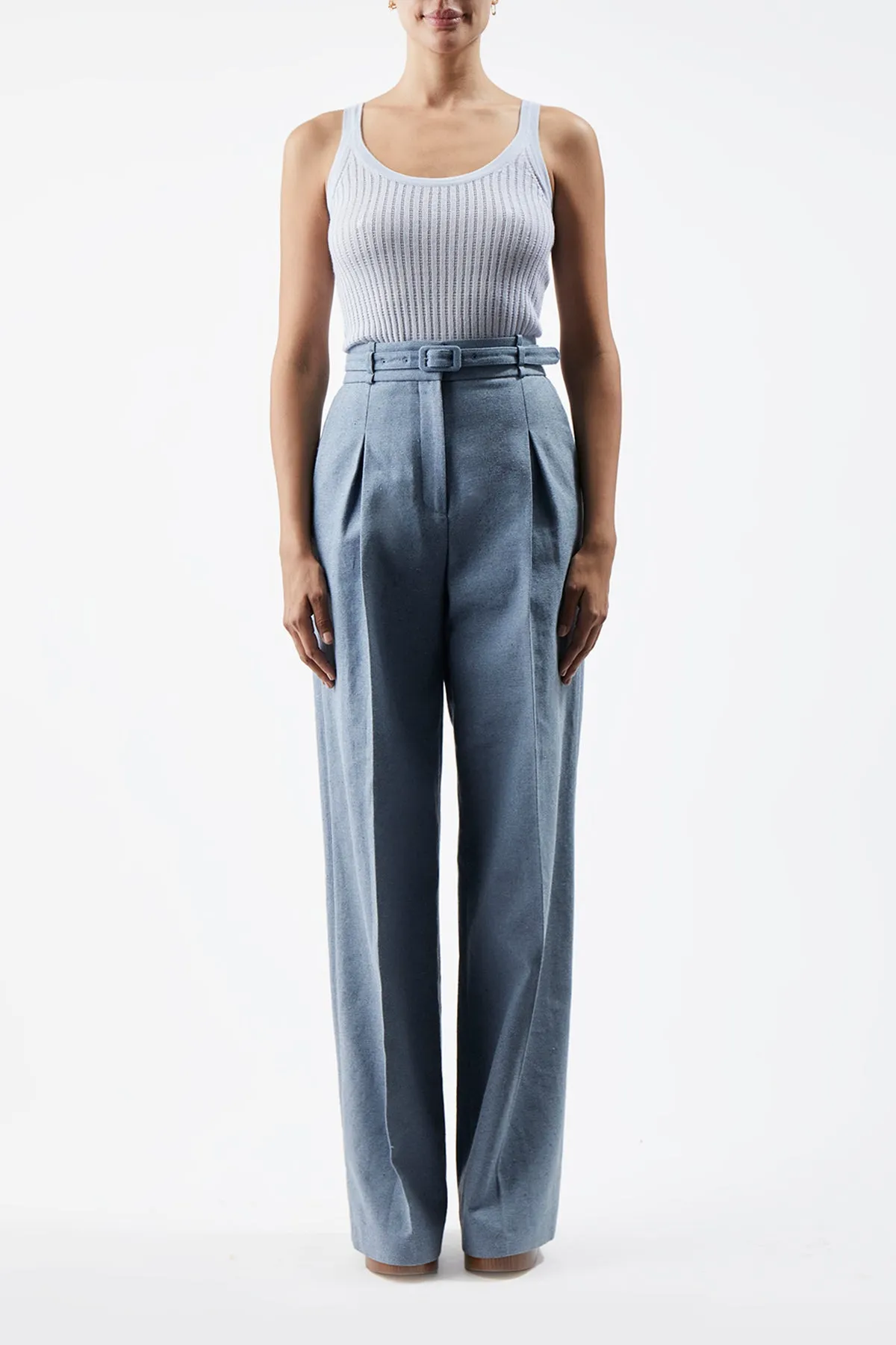 Graham Pointelle Knit Tank Top in Halogen Blue Cashmere Silk sold by Gabriela Hearst product image thumbnail 2