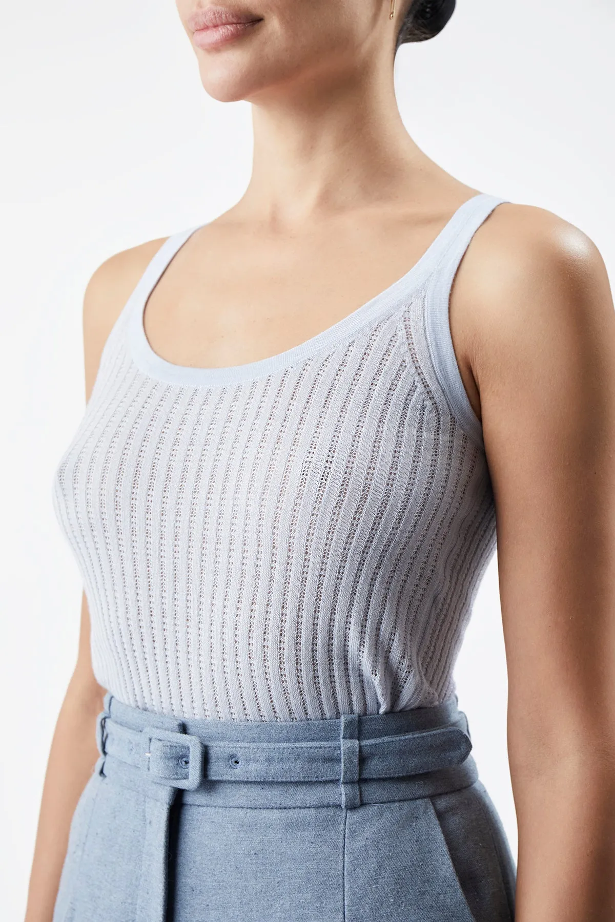 Graham Pointelle Knit Tank Top in Halogen Blue Cashmere Silk sold by Gabriela Hearst product image thumbnail 5