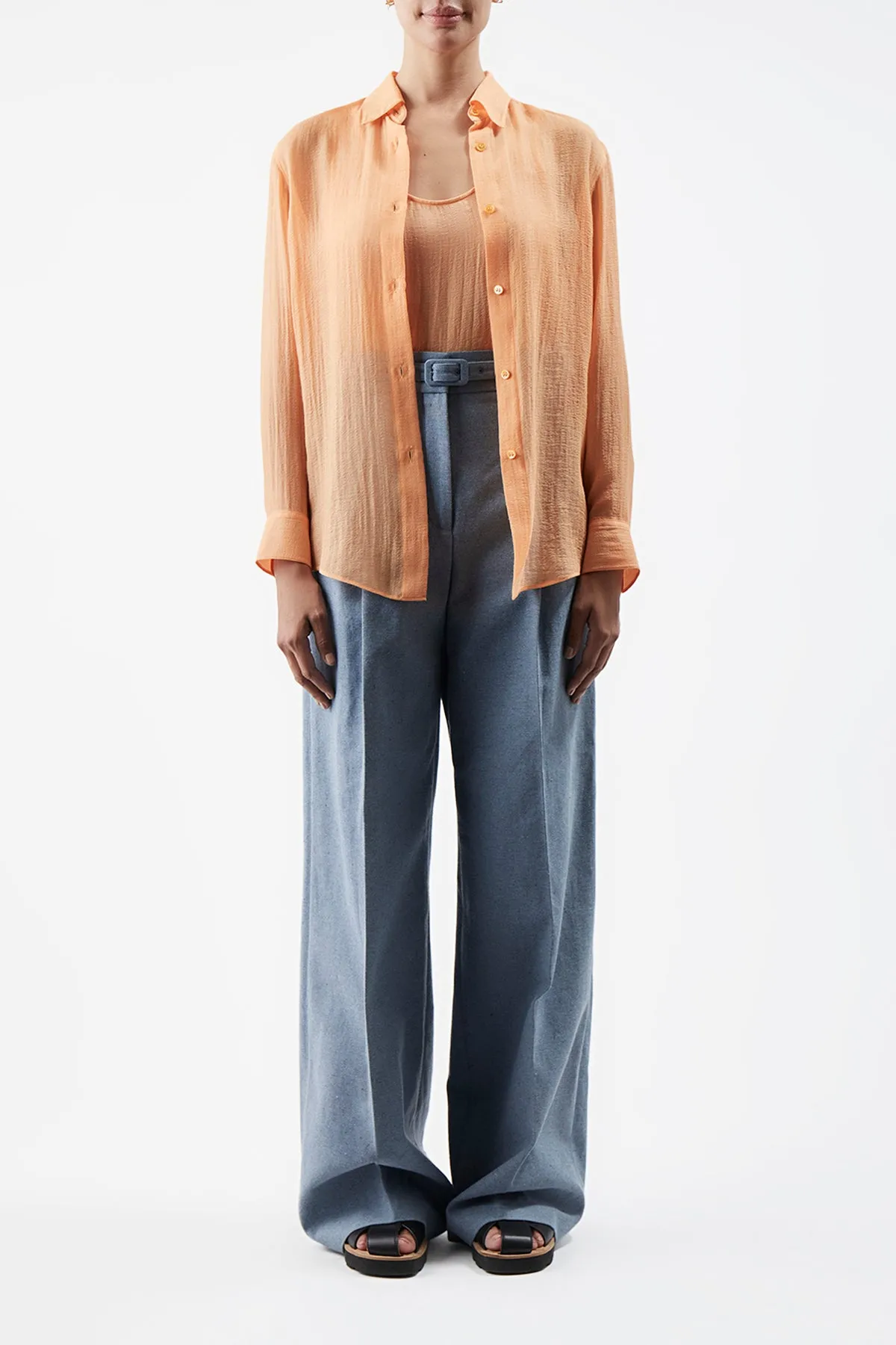 Ferrara Shirt in Fluorescent Orange Cashmere Silk Gauze sold by Gabriela Hearst product image thumbnail 3