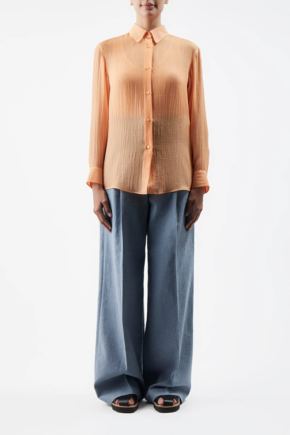 Ferrara Shirt in Fluorescent Orange Cashmere Silk Gauze sold by Gabriela Hearst product image thumbnail 2
