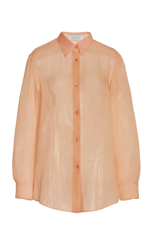 Ferrara Shirt in Fluorescent Orange Cashmere Silk Gauze sold by Gabriela Hearst