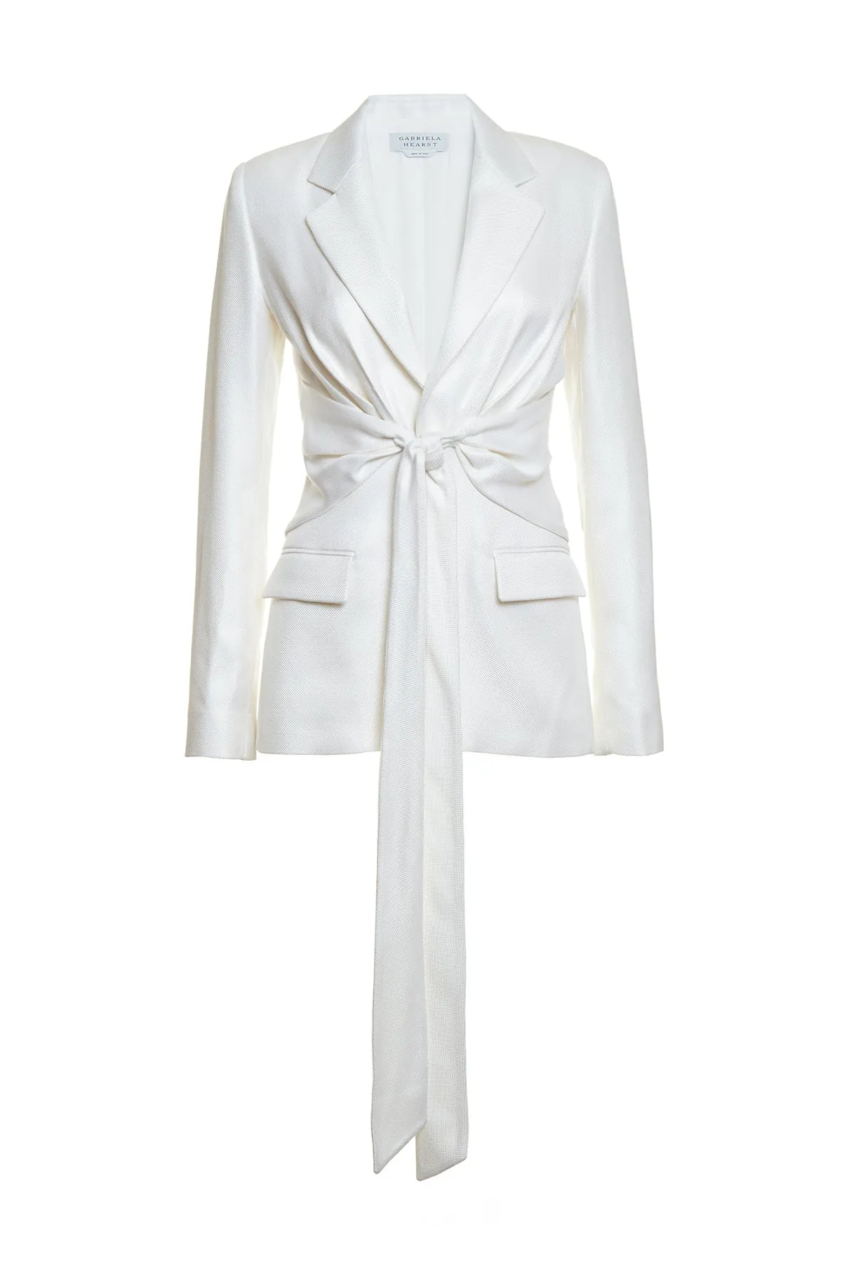 Grant Knotted Blazer in Ivory Silk sold by Gabriela Hearst