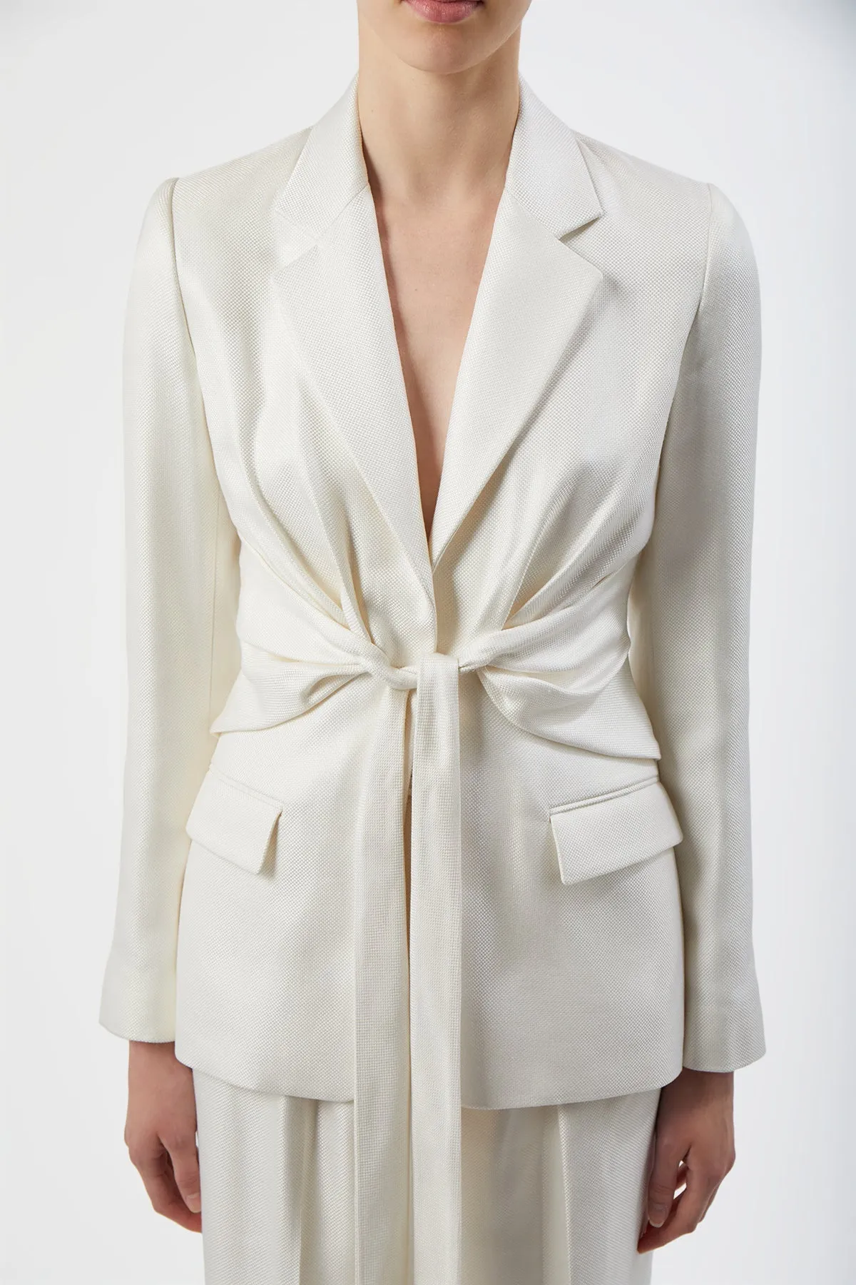 Grant Knotted Blazer in Ivory Silk sold by Gabriela Hearst product image thumbnail 5