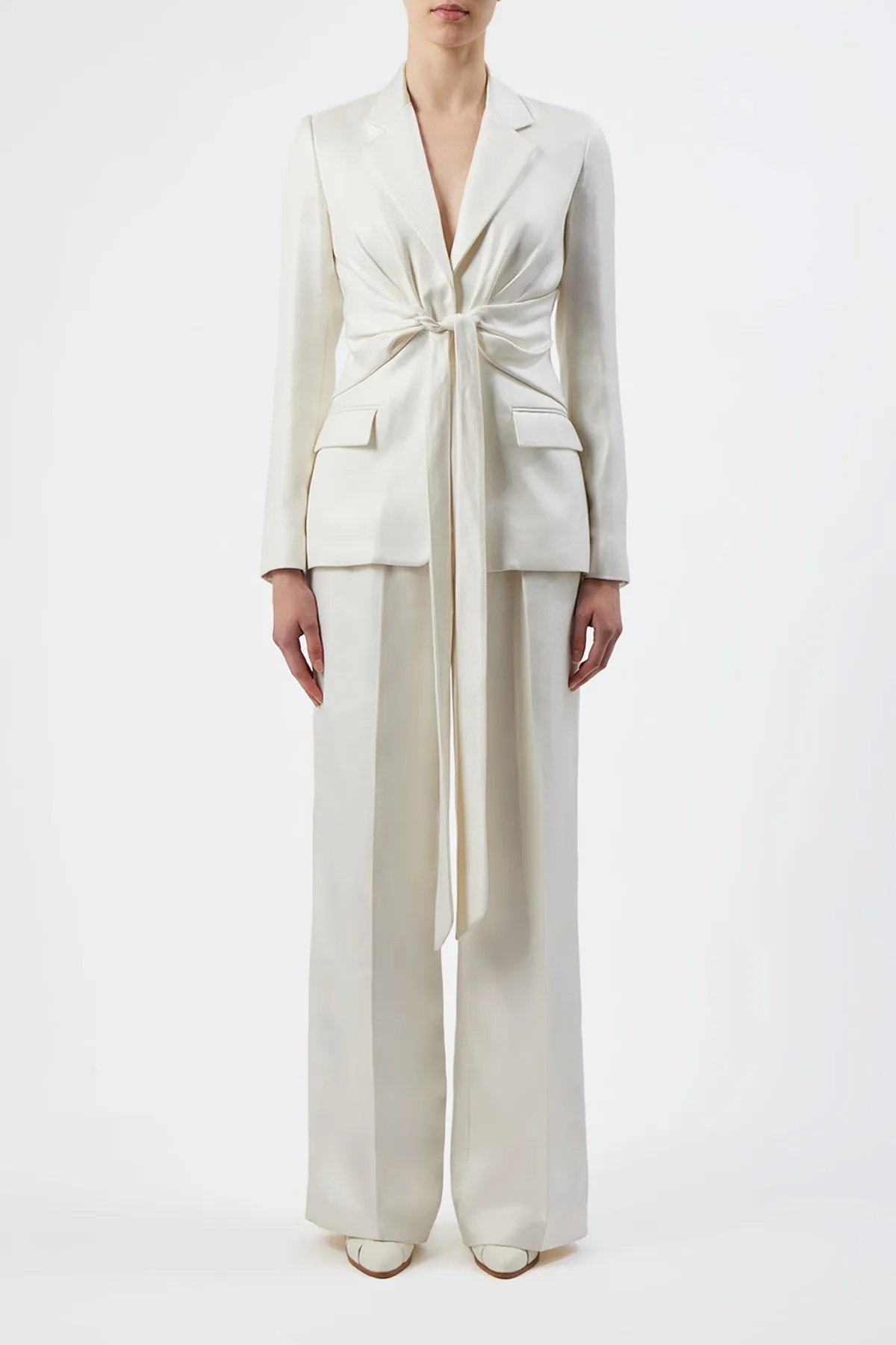 Grant Knotted Blazer in Ivory Silk sold by Gabriela Hearst product image thumbnail 2