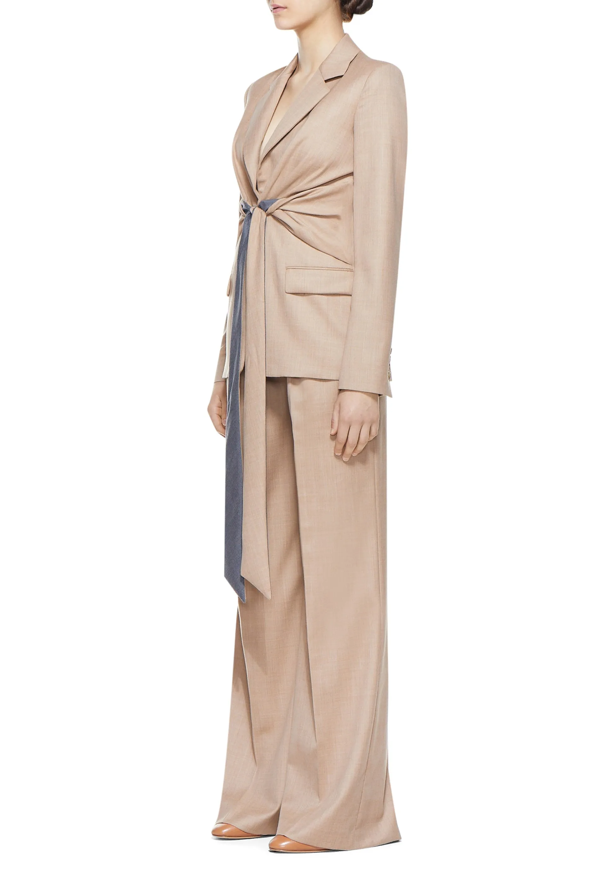Grant Knotted Blazer in Camel Virgin Wool sold by Gabriela Hearst product image thumbnail 4