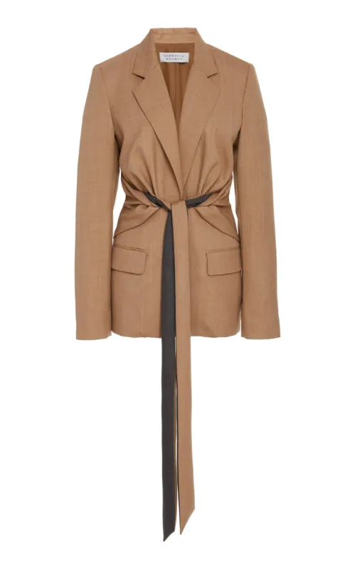 Grant Knotted Blazer in Camel Virgin Wool sold by Gabriela Hearst