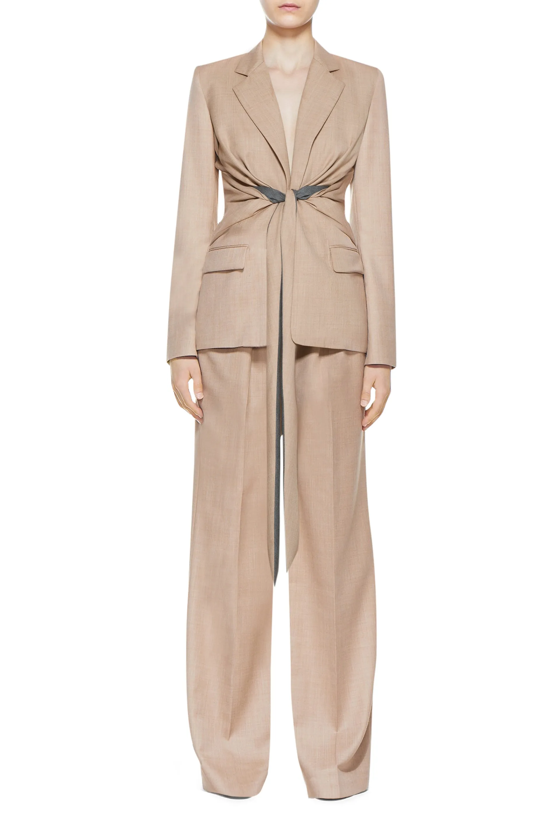 Grant Knotted Blazer in Camel Virgin Wool sold by Gabriela Hearst product image thumbnail 3