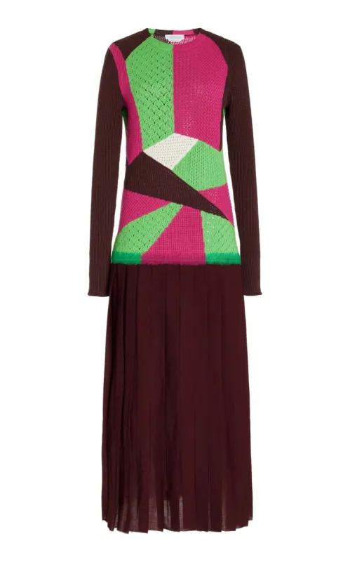Fallon Dress in Deep Bordeaux Multi Cashmere sold by Gabriela Hearst