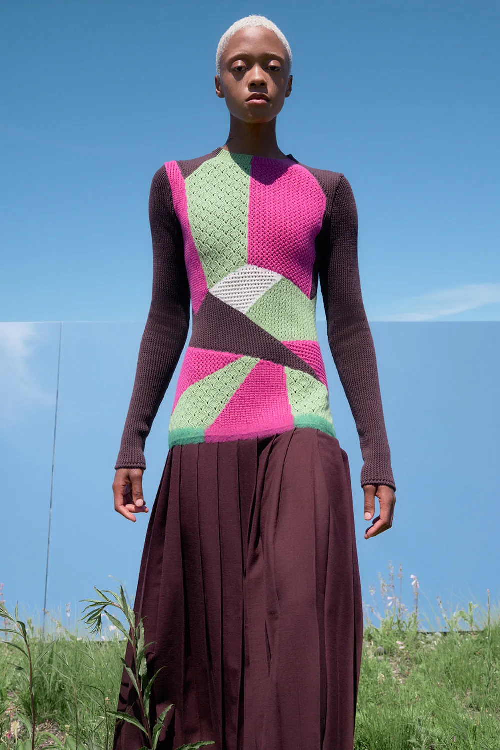 Fallon Dress in Deep Bordeaux Multi Cashmere sold by Gabriela Hearst product image thumbnail 2