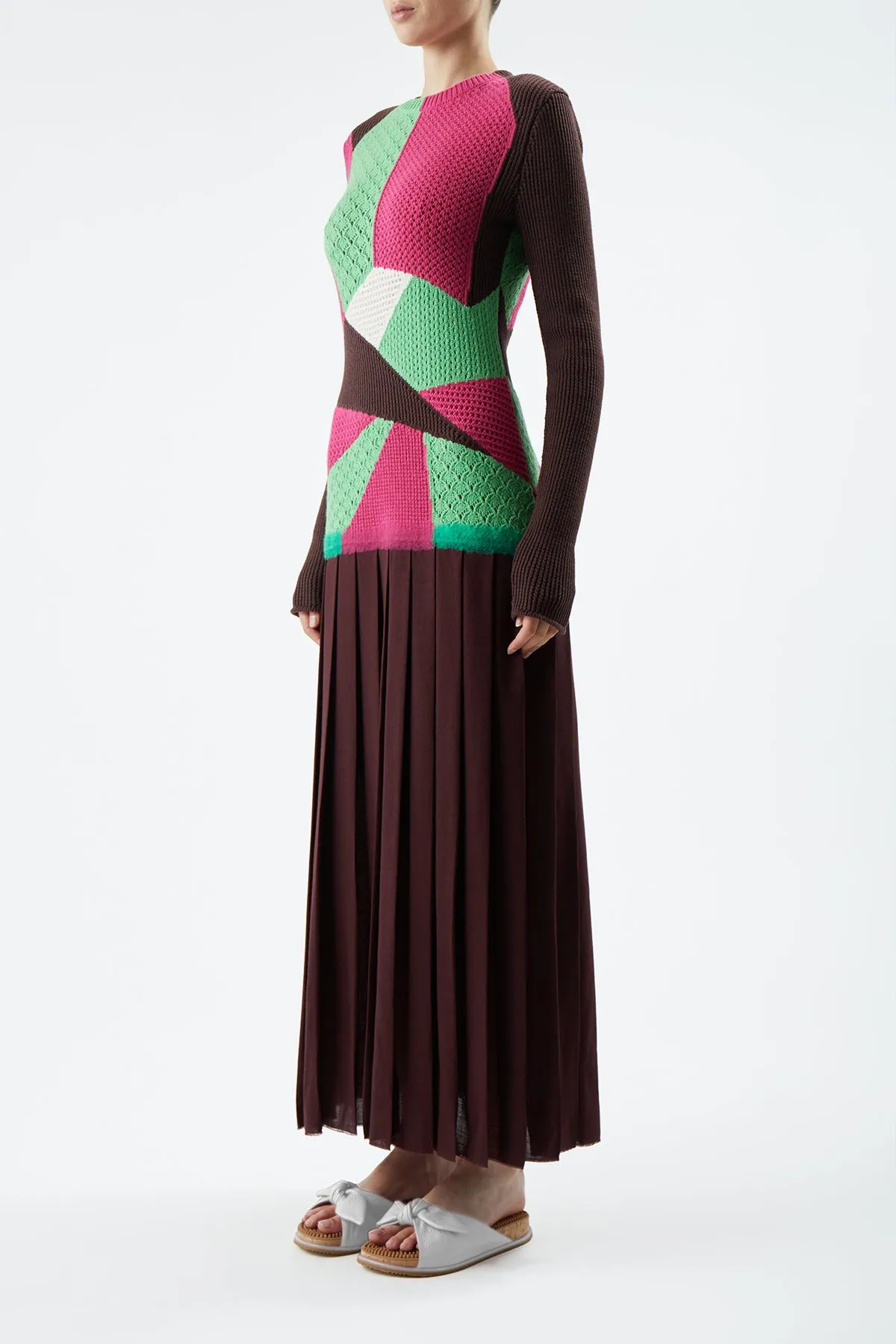 Fallon Dress in Deep Bordeaux Multi Cashmere sold by Gabriela Hearst product image thumbnail 3