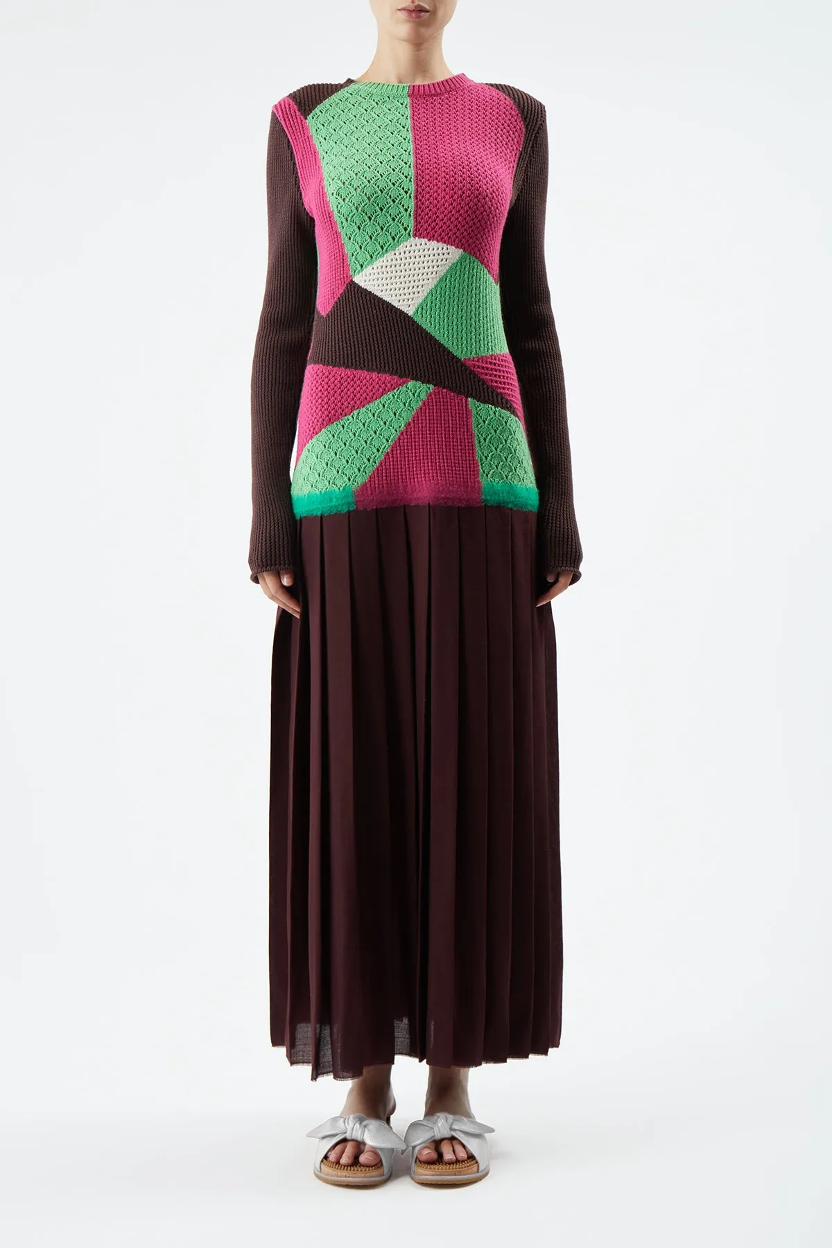 Fallon Dress in Deep Bordeaux Multi Cashmere sold by Gabriela Hearst product image thumbnail 4
