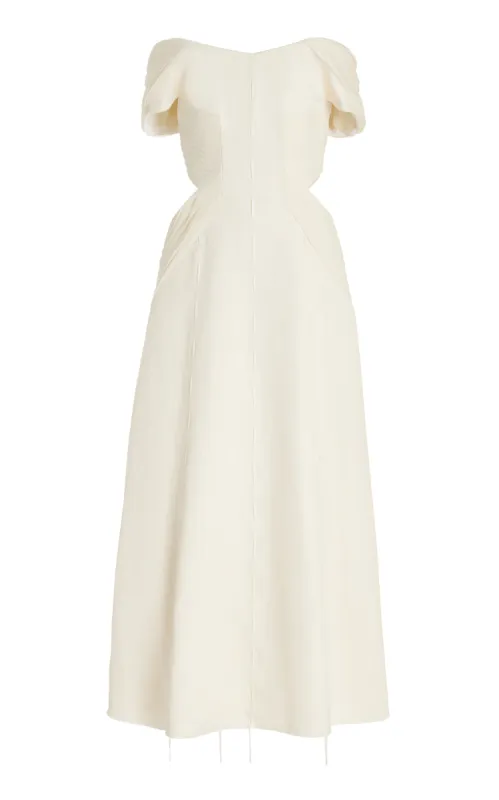 Erinna Dress in Ivory Textured Linen sold by Gabriela Hearst