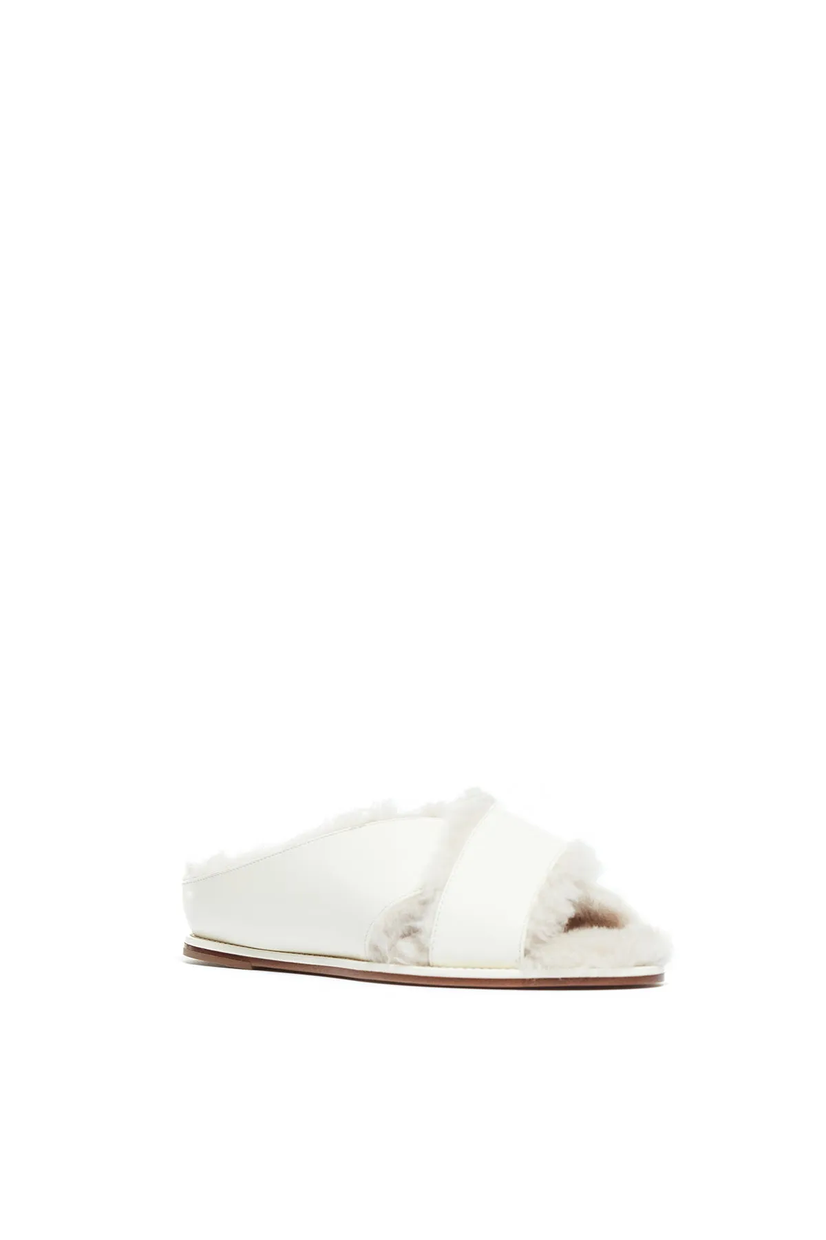 Ellington Flat Slide in Cream Leather with Wool Fur sold by Gabriela Hearst product image thumbnail 2