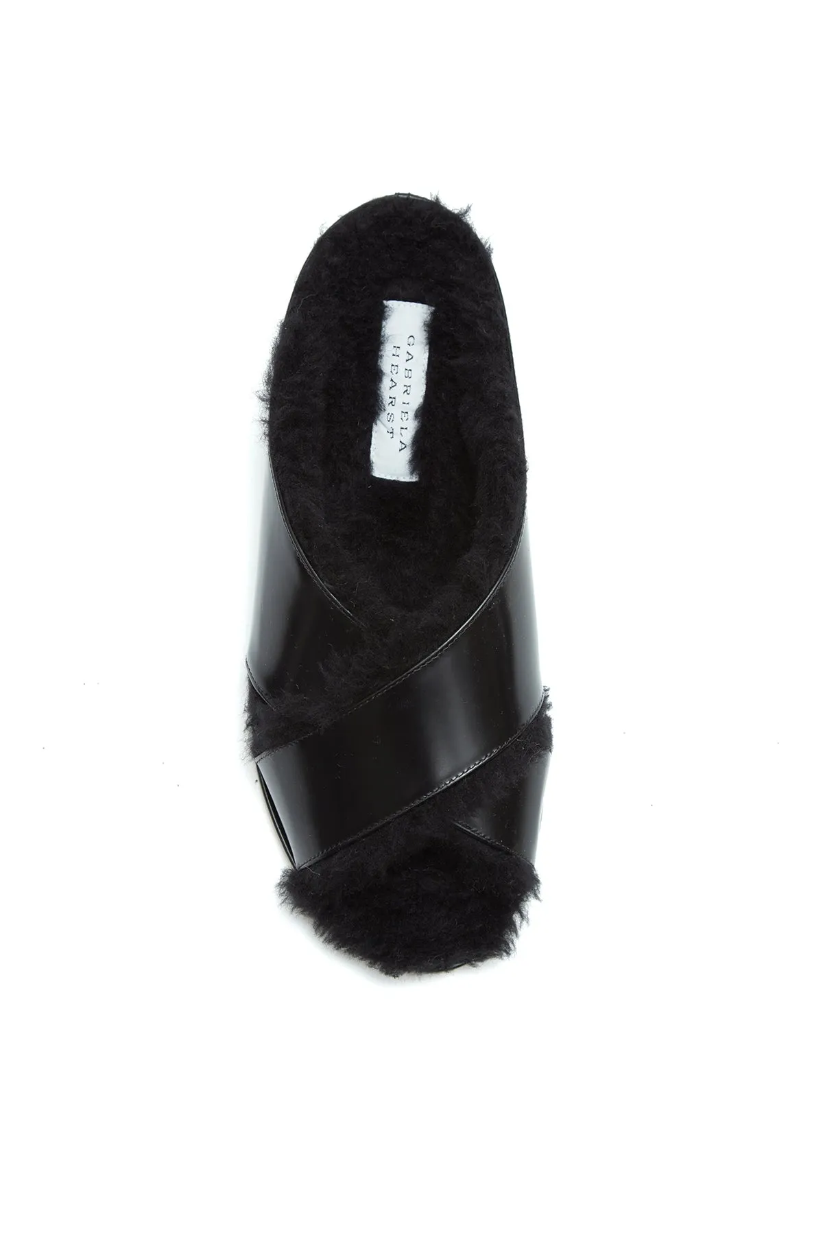Ellington Flat Slide in Black Leather with Wool Fur sold by Gabriela Hearst product image thumbnail 4