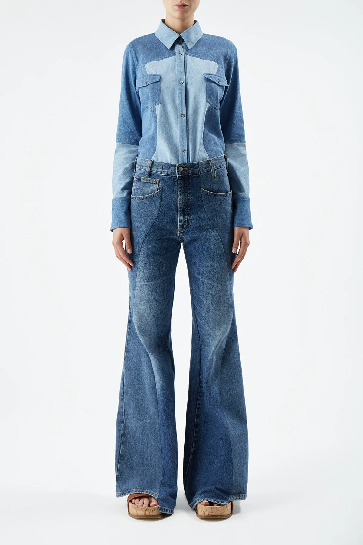 Elly Shirt in Upcycled Denim sold by Gabriela Hearst product image thumbnail 3