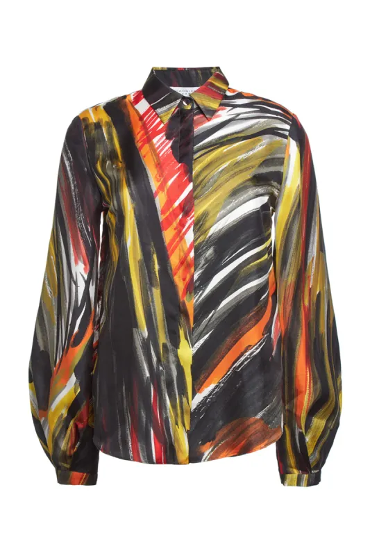 Delmer Top in Multi Printed Silk sold by Gabriela Hearst