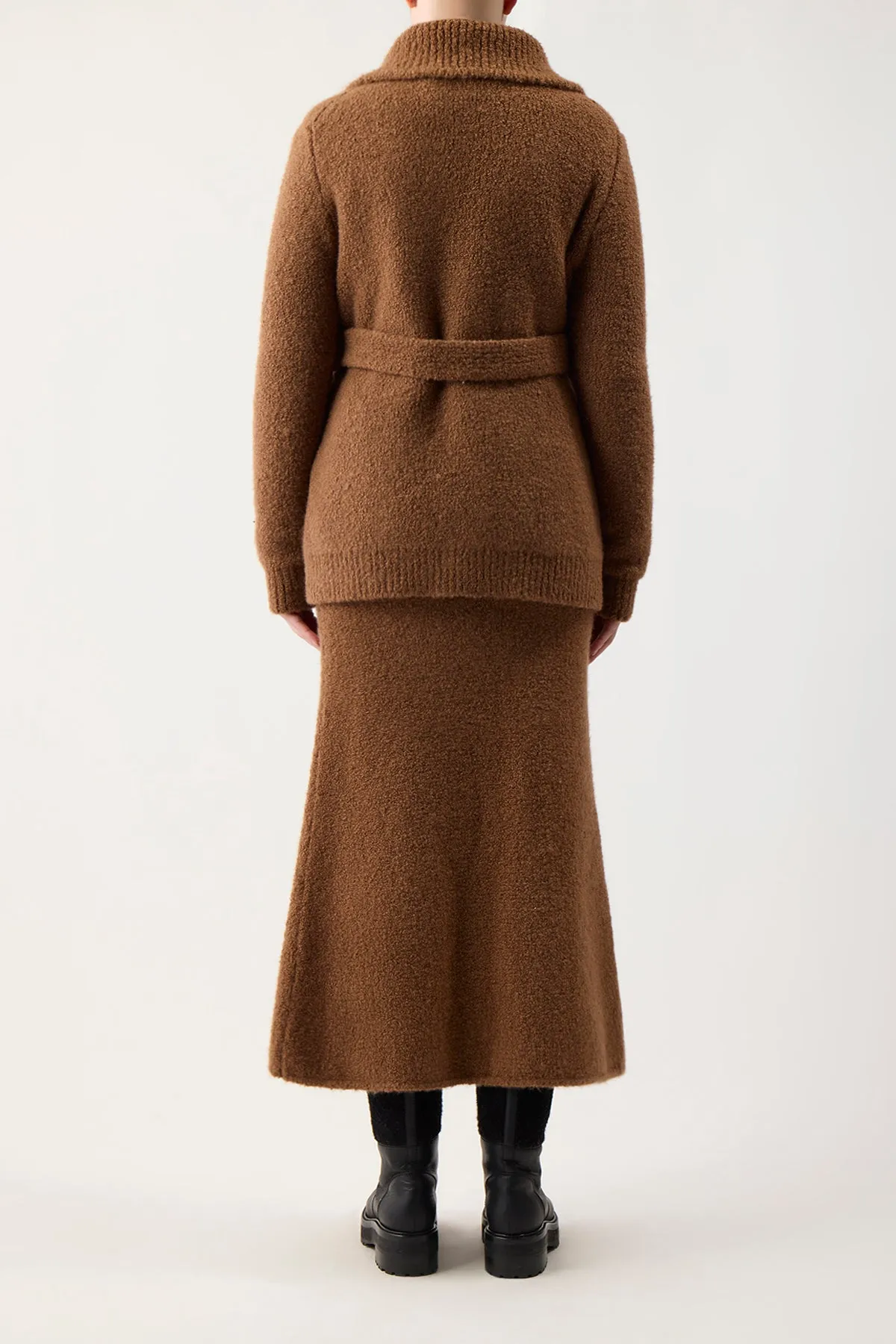 Coles Knit Cardigan in Cognac Cashmere Silk Boucle sold by Gabriela Hearst product image thumbnail 4