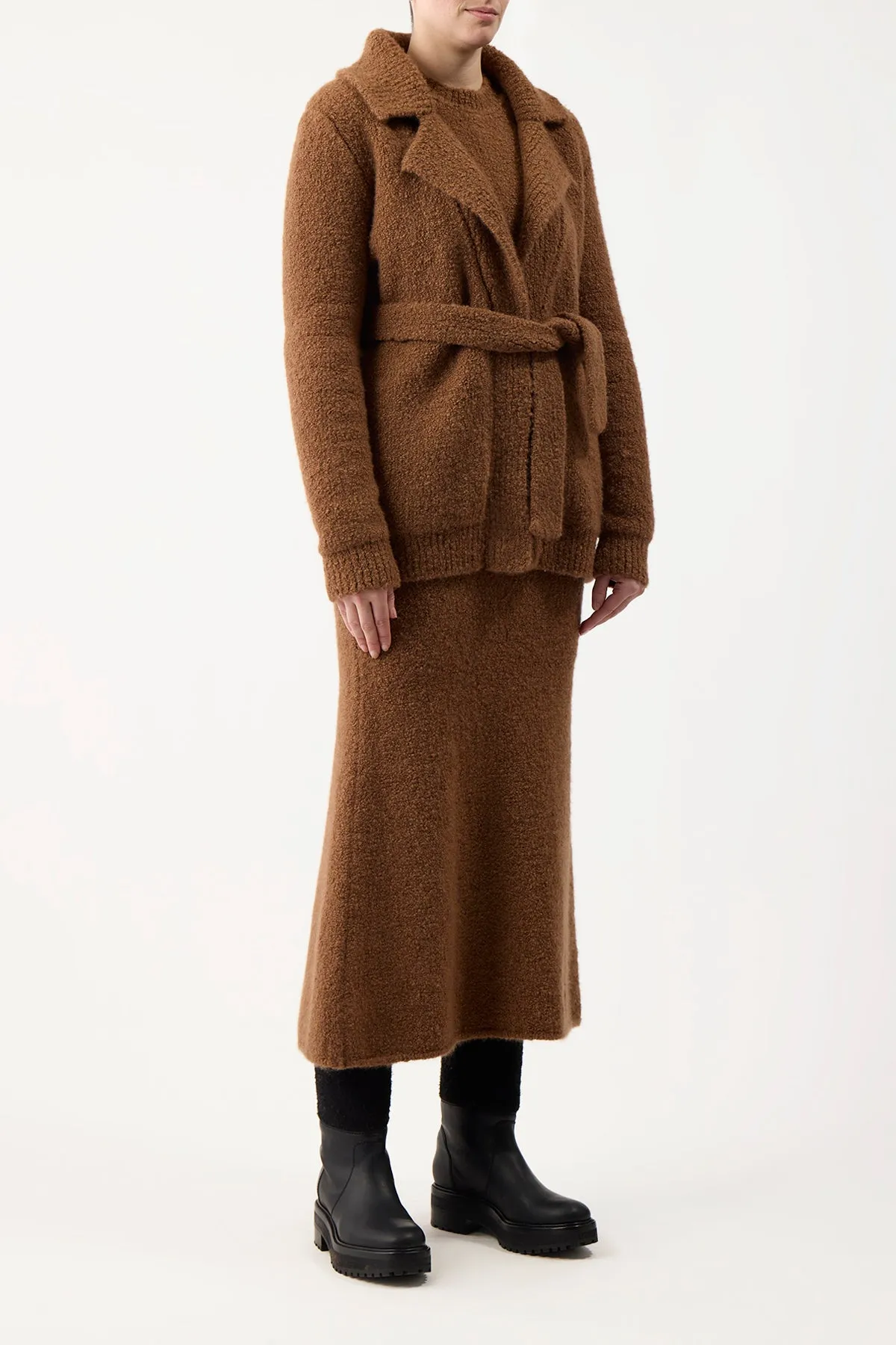 Coles Knit Cardigan in Cognac Cashmere Silk Boucle sold by Gabriela Hearst product image thumbnail 3