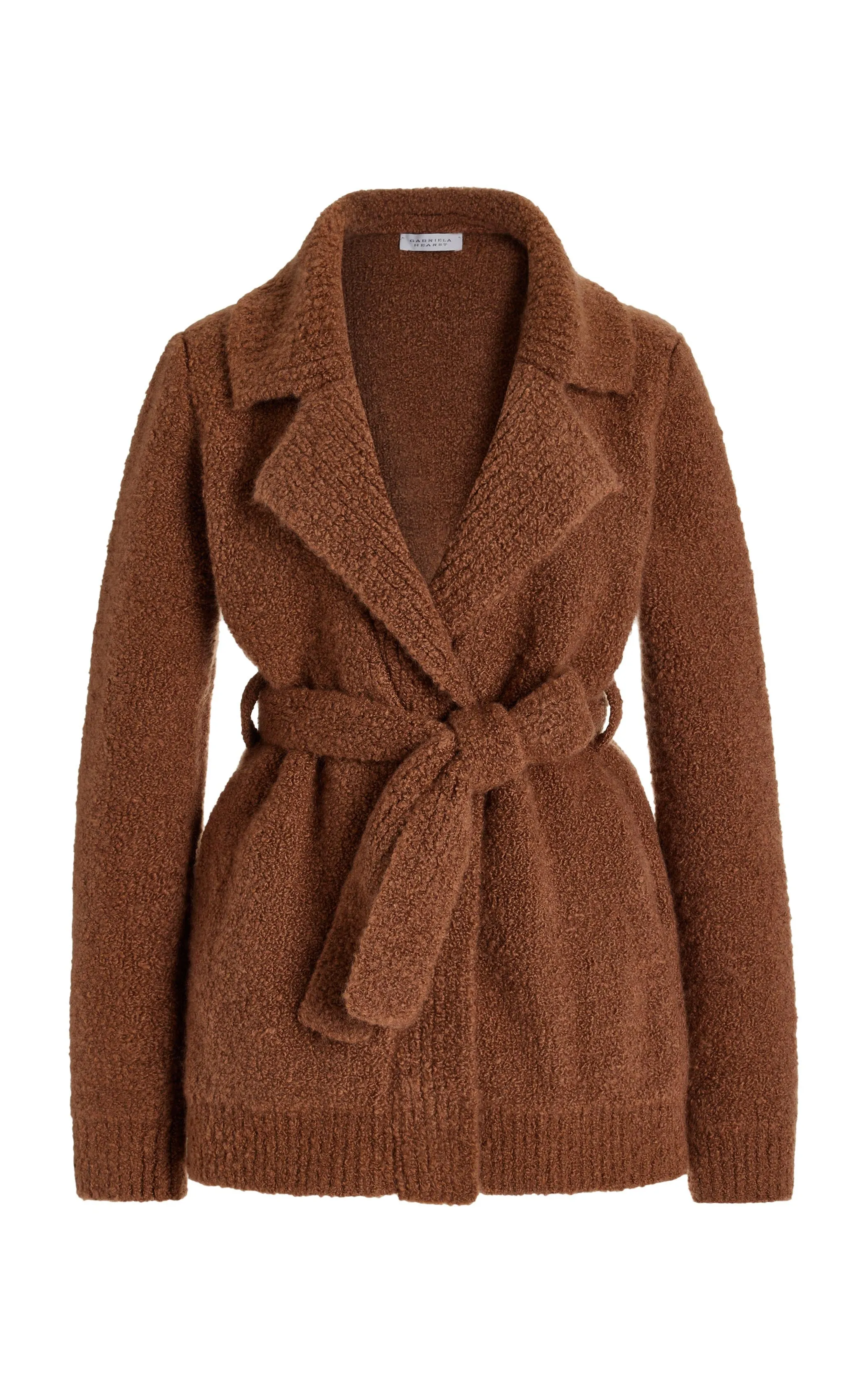 Coles Knit Cardigan in Cognac Cashmere Silk Boucle sold by Gabriela Hearst