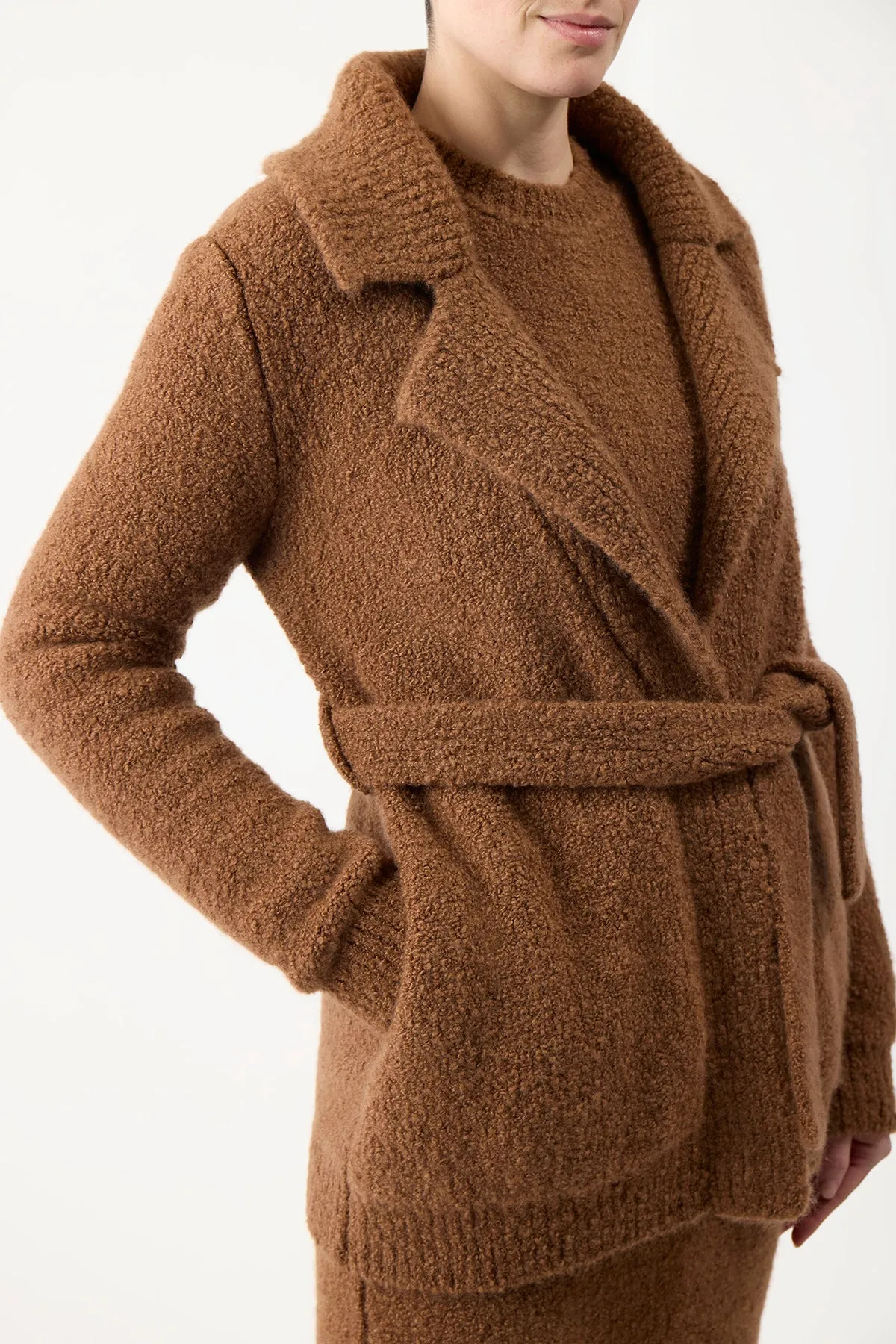 Coles Knit Cardigan in Cognac Cashmere Silk Boucle sold by Gabriela Hearst product image thumbnail 5