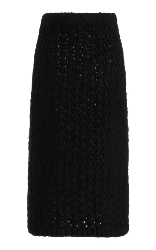 Collin Knit Midi Skirt in Black Welfat Cashmere sold by Gabriela Hearst
