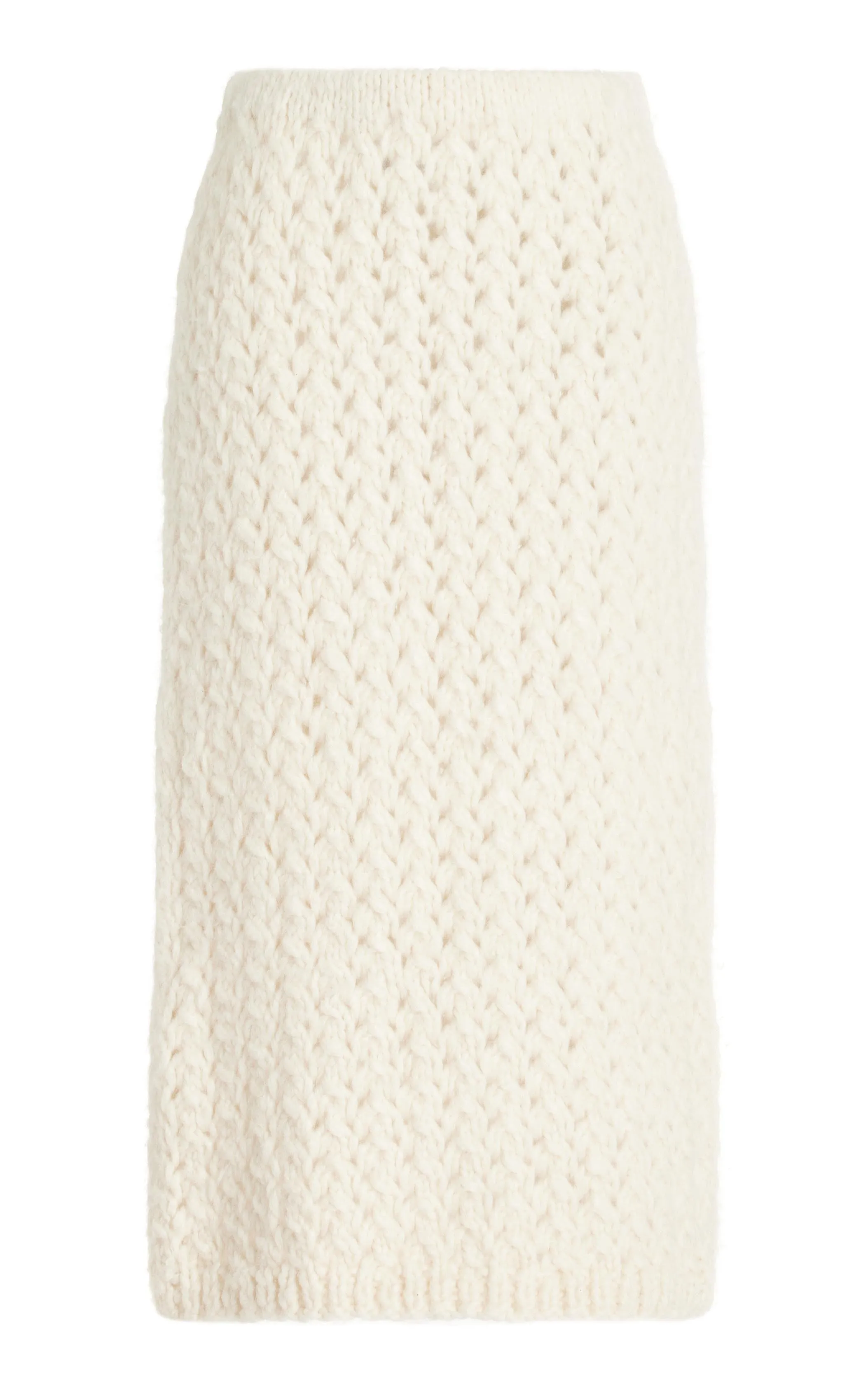 Collin Knit Midi Skirt in Ivory Welfat Cashmere sold by Gabriela Hearst