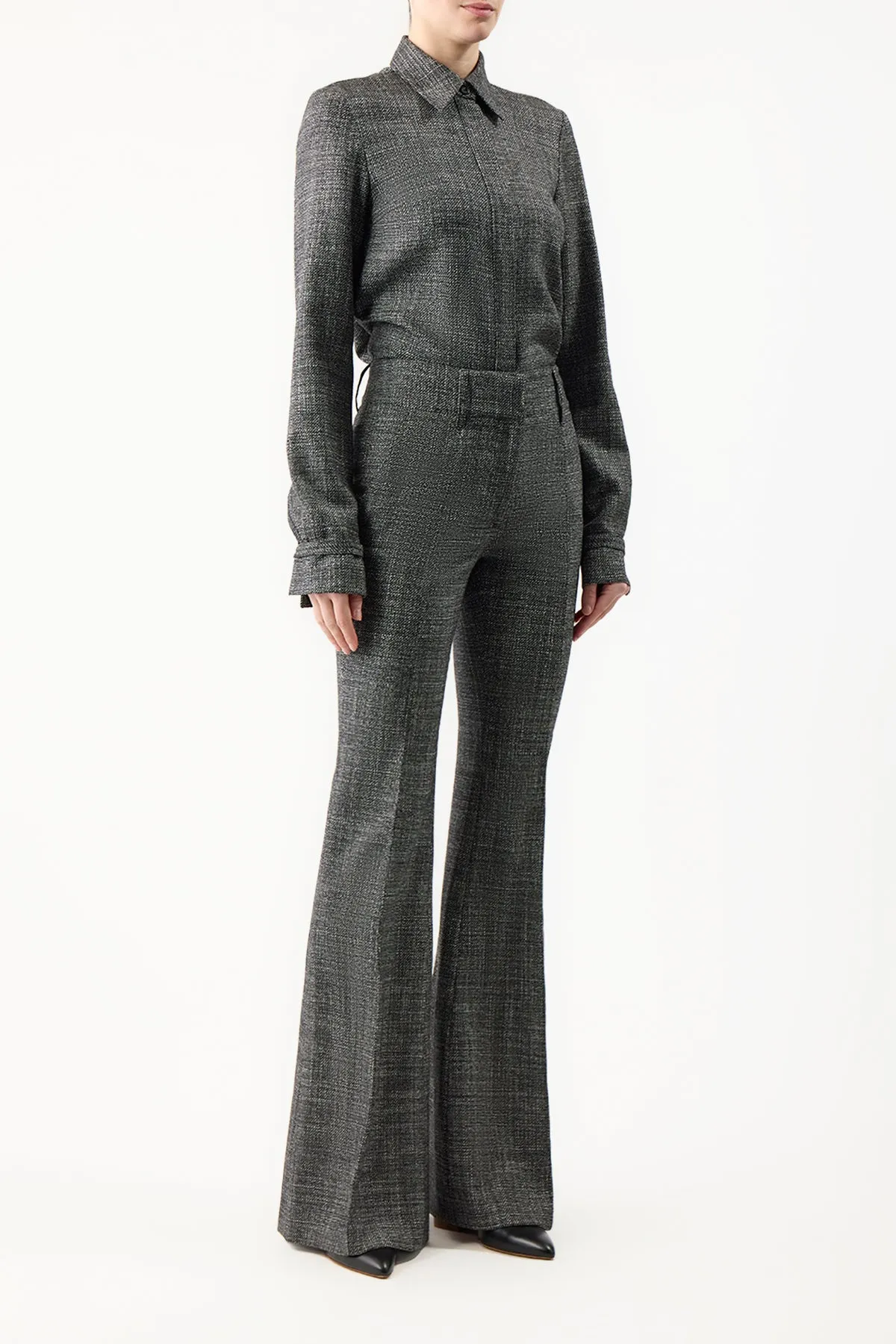 Cruz Shirt in Dark Grey Virgin Wool Silk Tweed sold by Gabriela Hearst product image thumbnail 3
