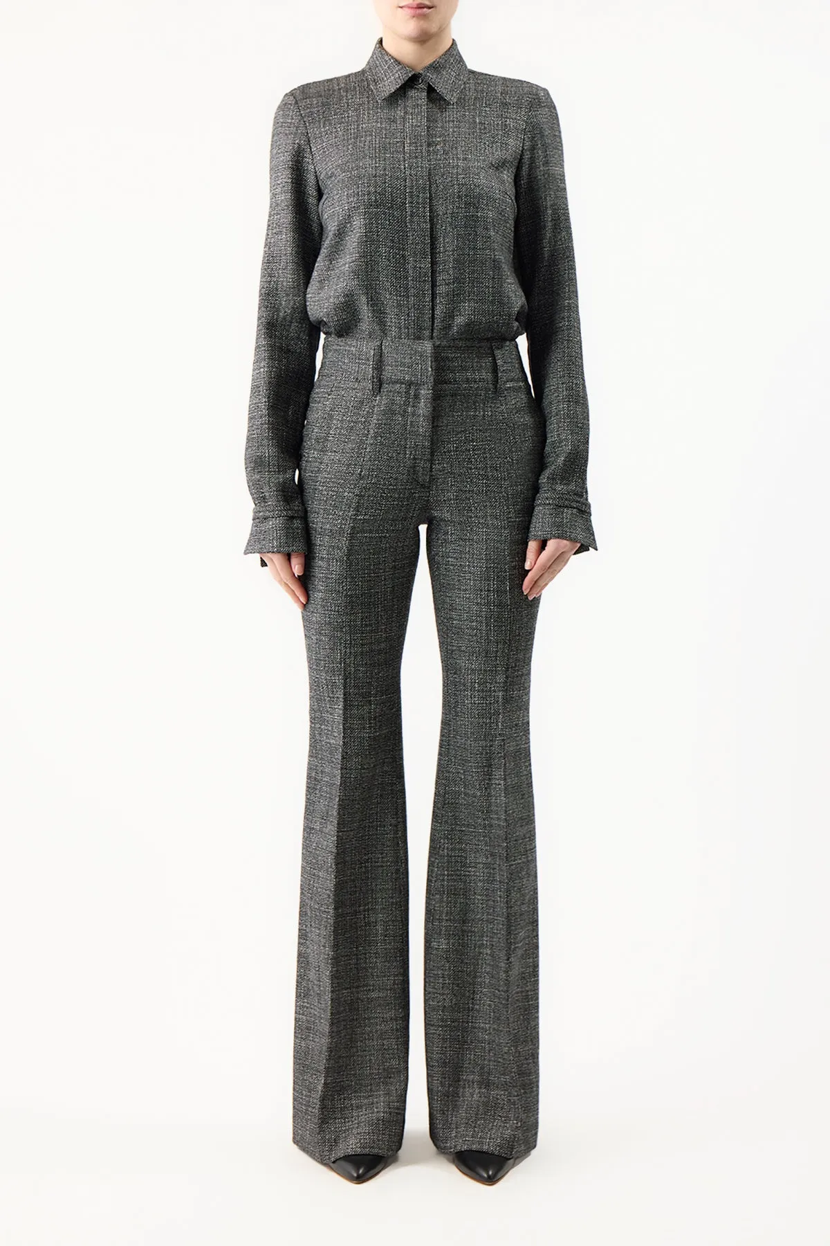 Cruz Shirt in Dark Grey Virgin Wool Silk Tweed sold by Gabriela Hearst product image thumbnail 2